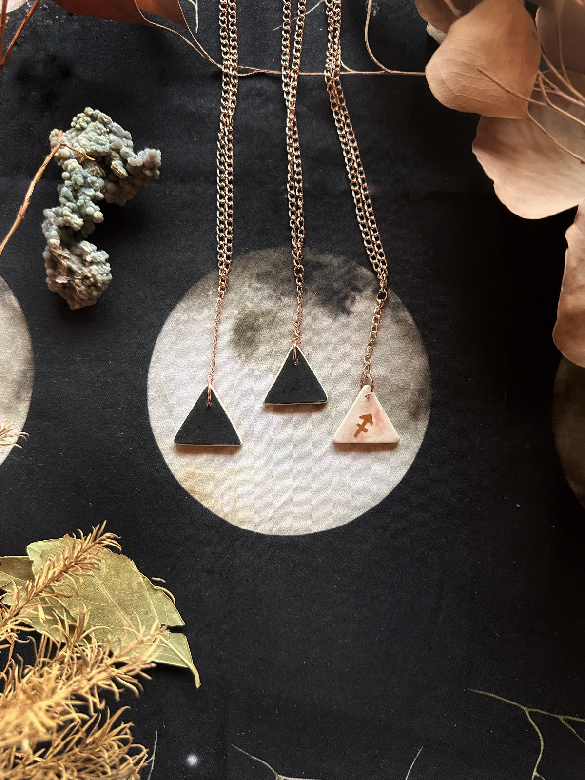 Double Sided Porcelain Necklace - Fire / Sagittarius symbol make by Keven Craft Rtiuals