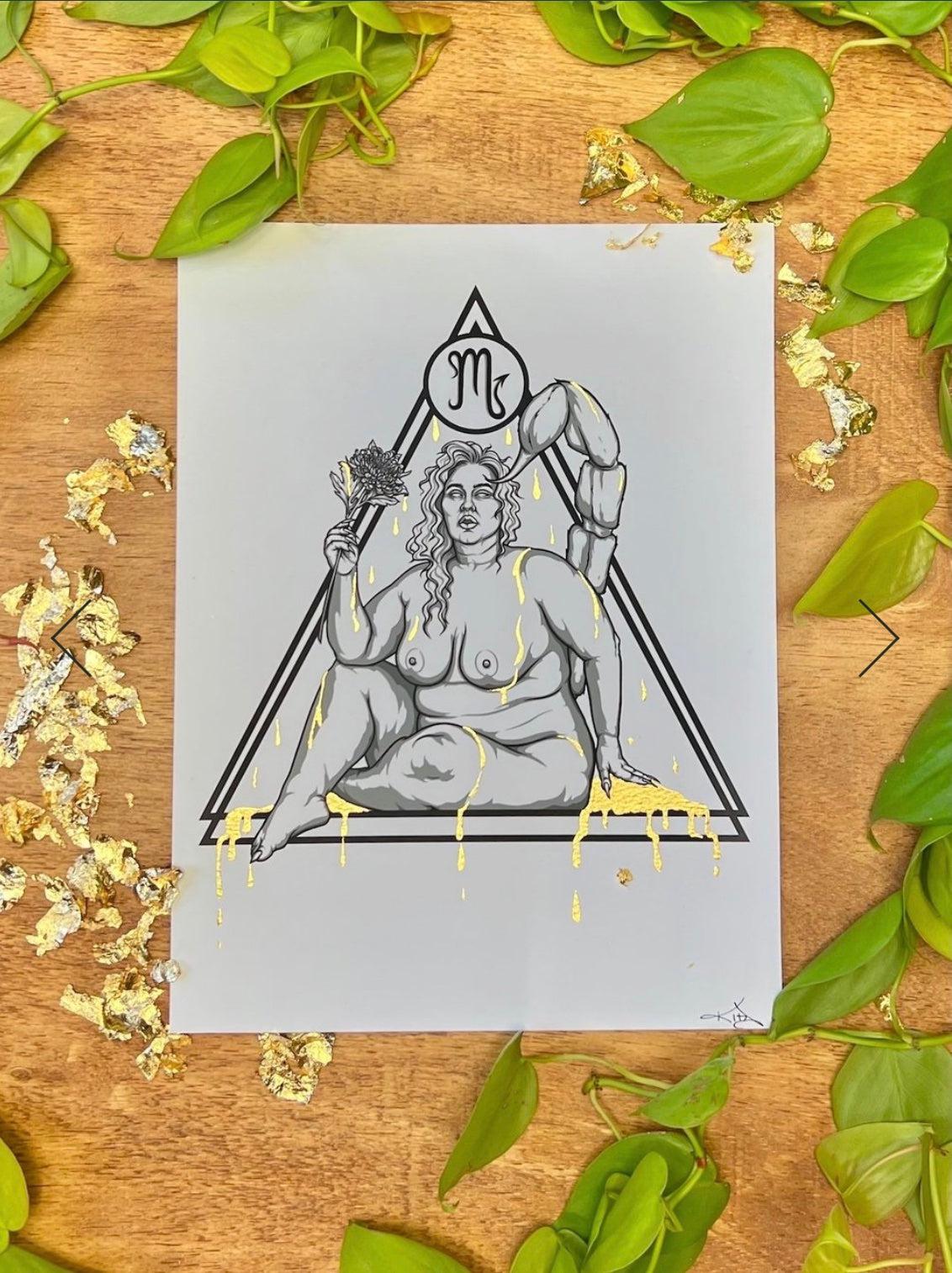 Scorpio: Gold Leafed Art Print