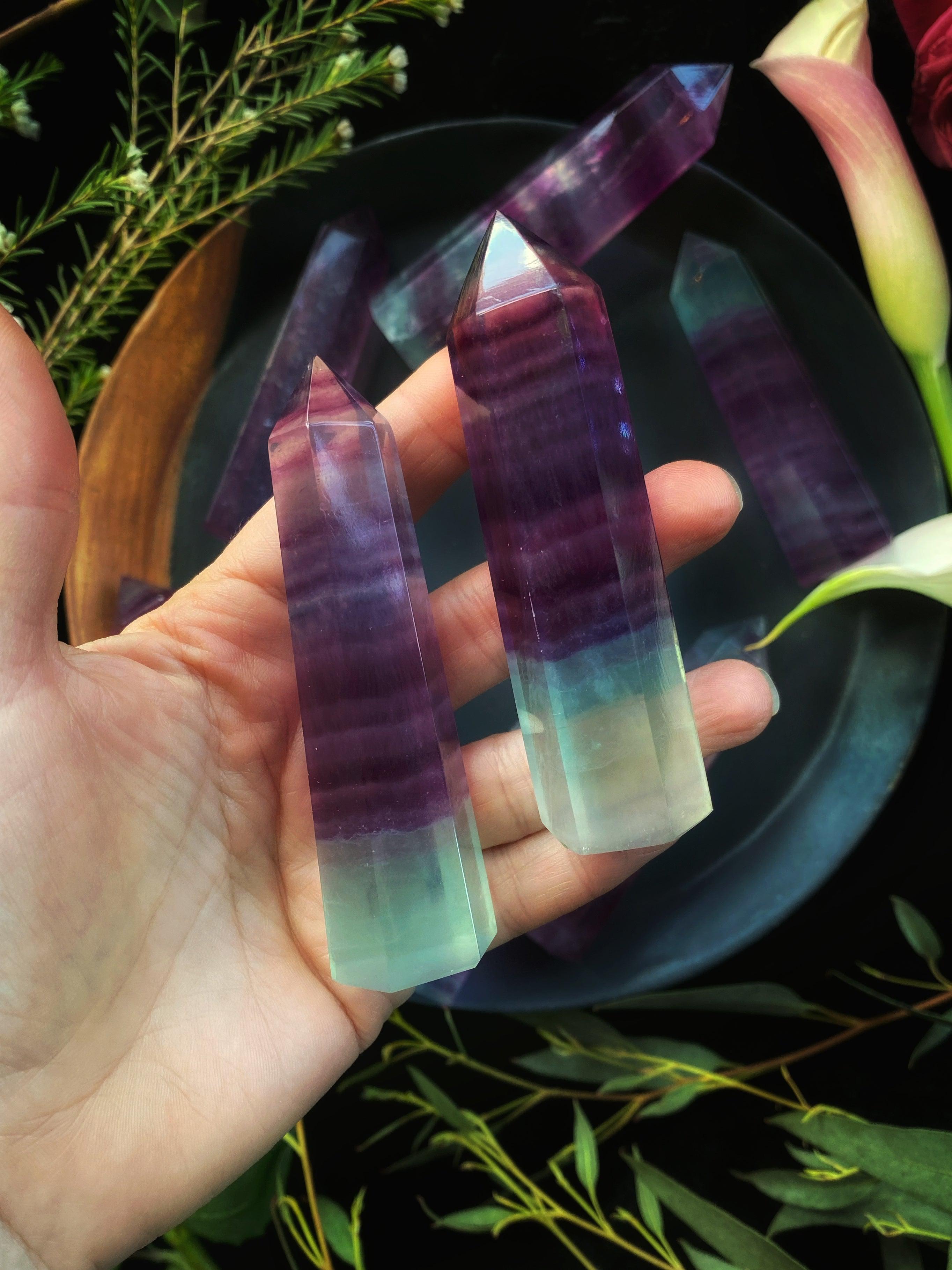 Rainbow Fluorite Wands - Towers - qmeb