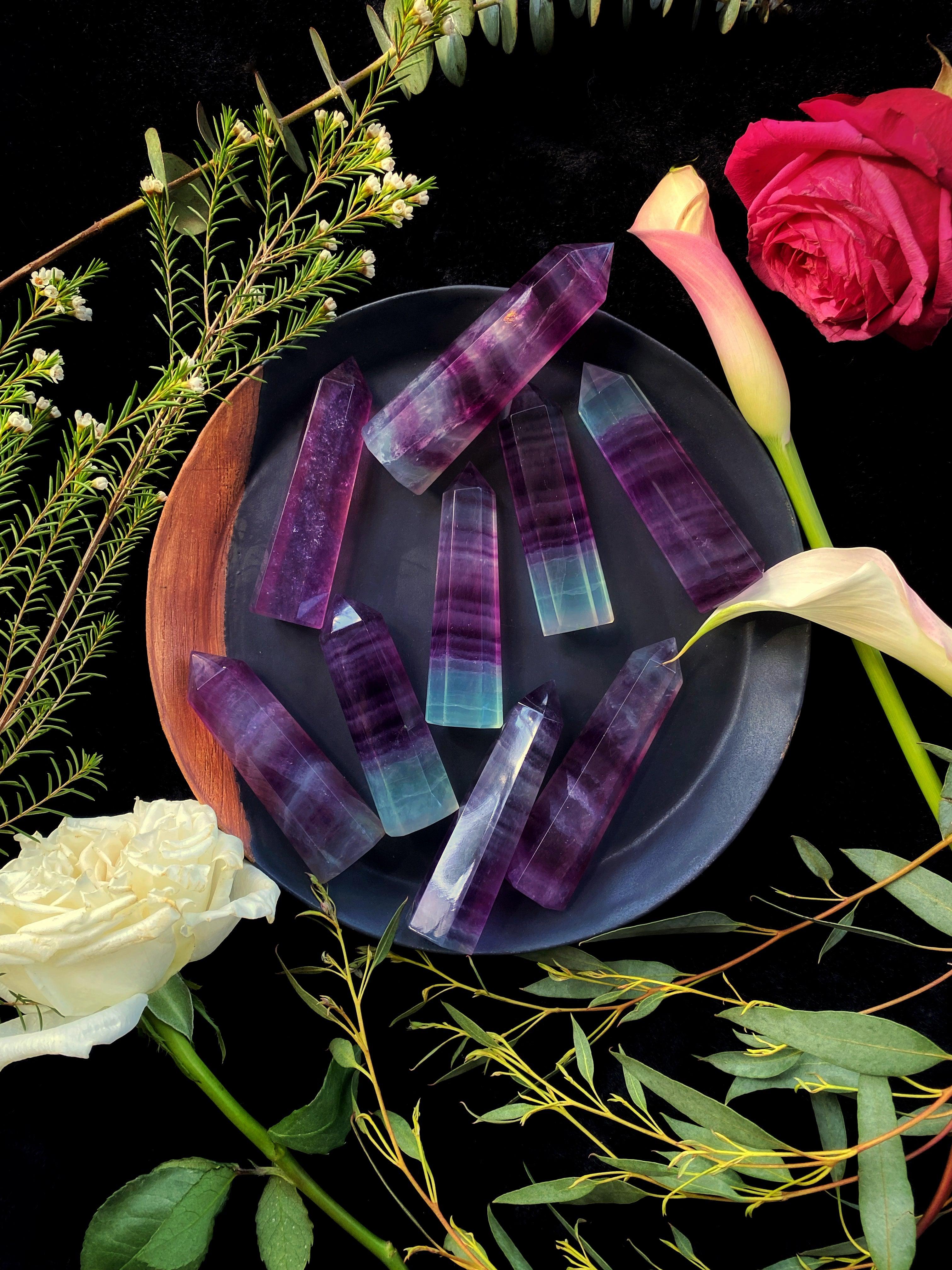 Rainbow Fluorite Wands - Towers - qmeb