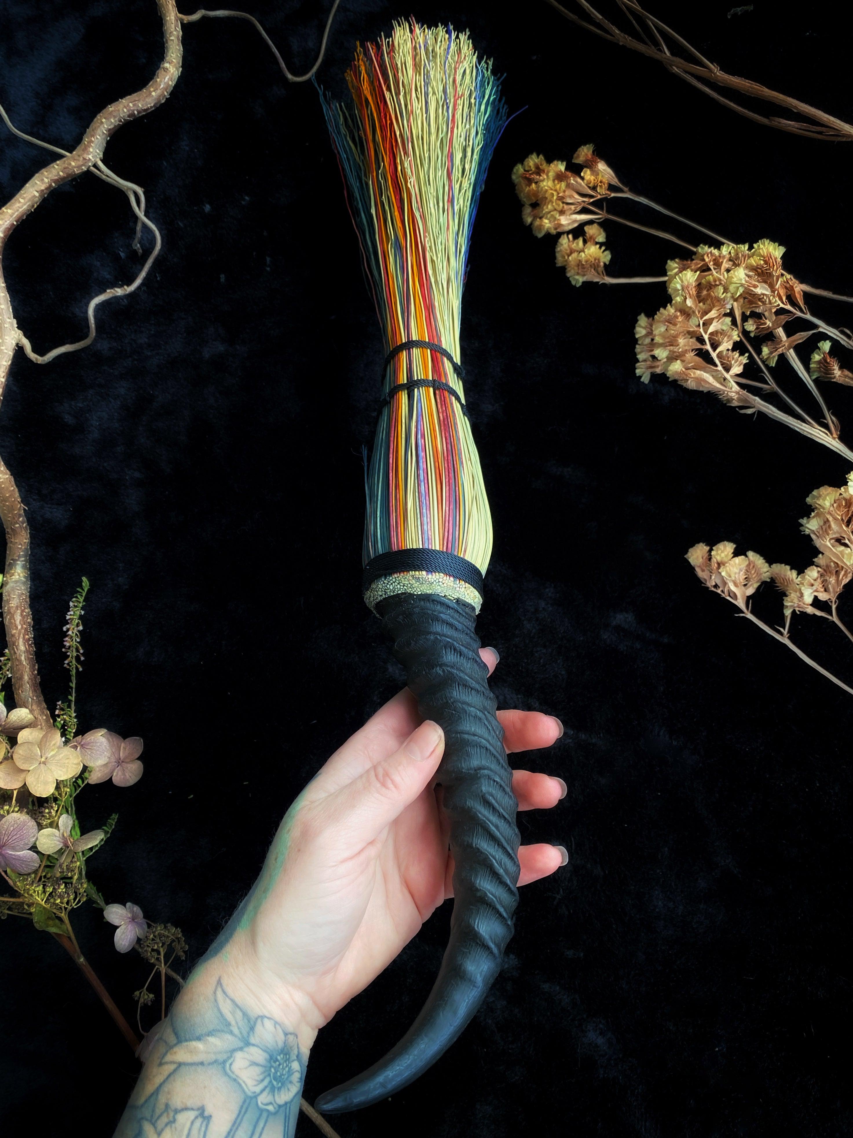 Troll’s Altar Broom - w/ Talisman Springbok Horn Handle