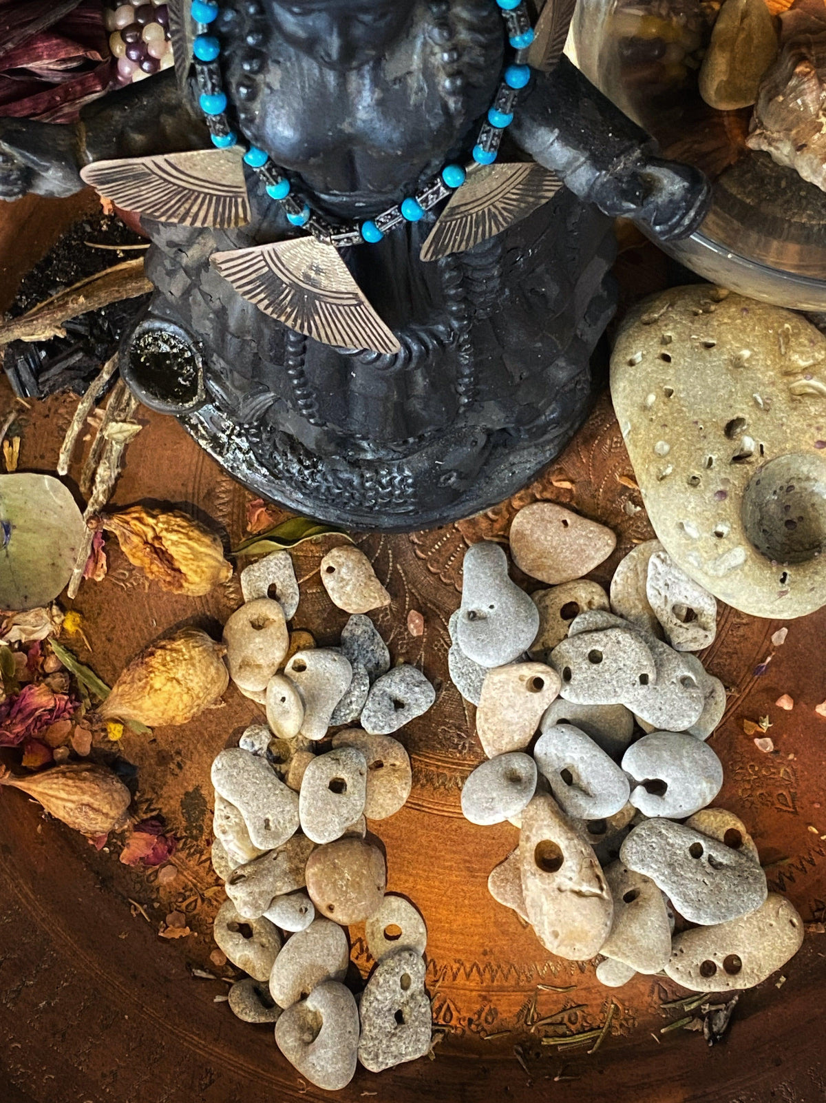 natural hole Hag Stone sourced form the USA - Keven Craft Rituals