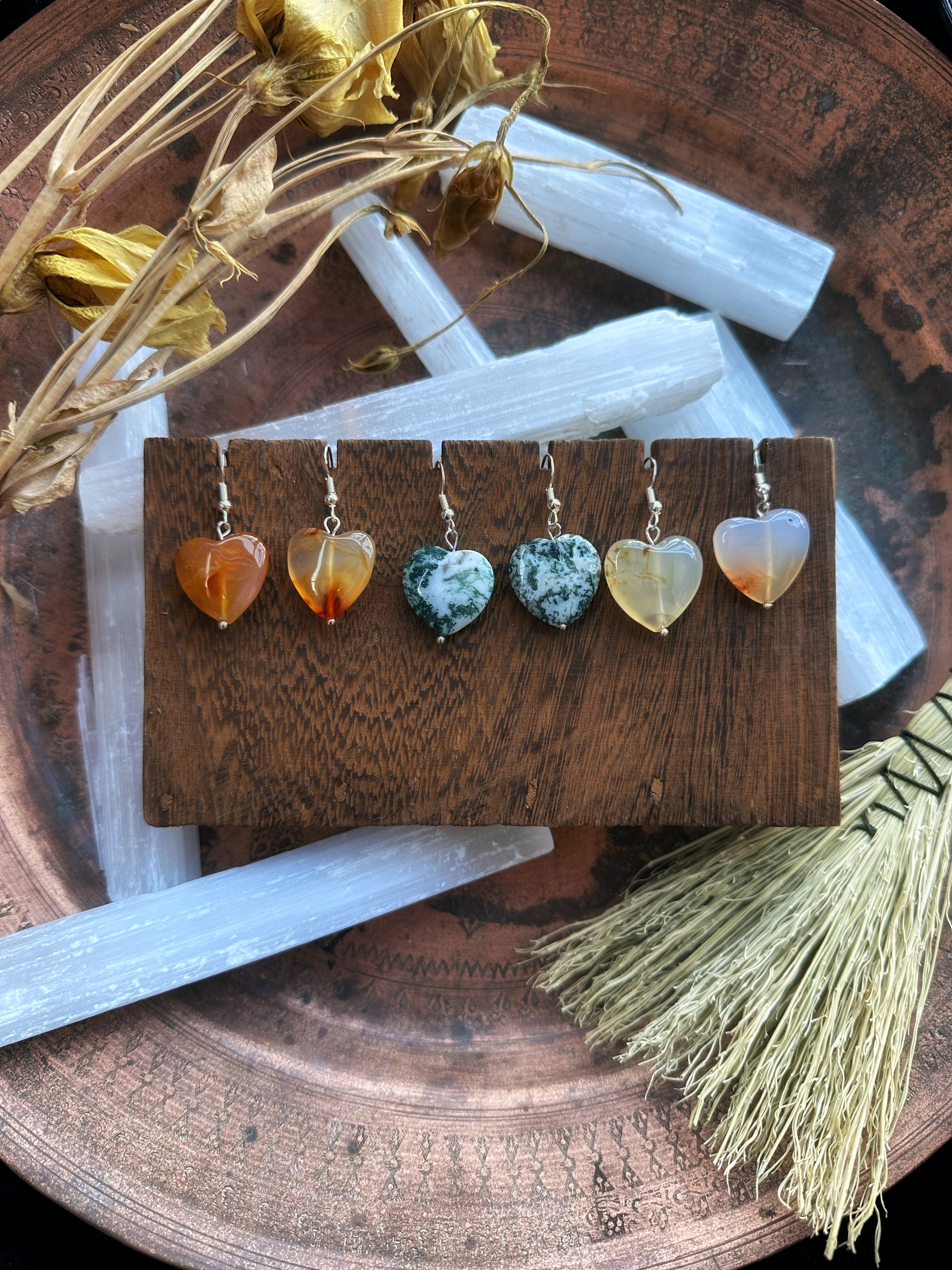 Crystal Heart Earrings w/ Surgical Steel Hooks - (Hedgemade)