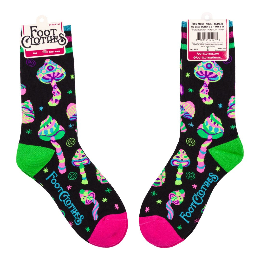 Funky Fungi UV Reactive Crew Socks