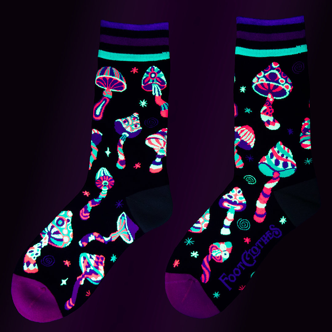 Funky Fungi UV Reactive Crew Socks