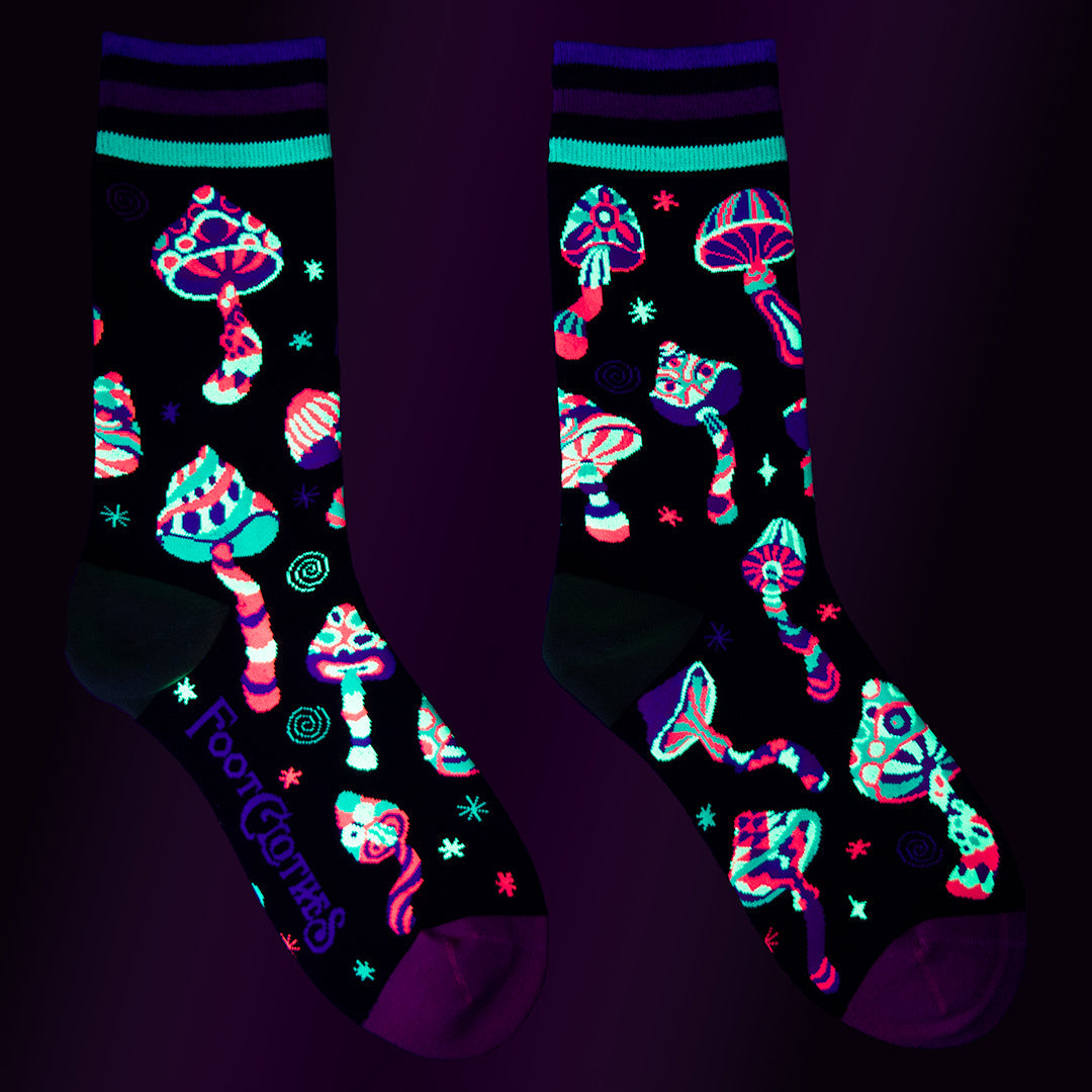 Funky Fungi UV Reactive Crew Socks