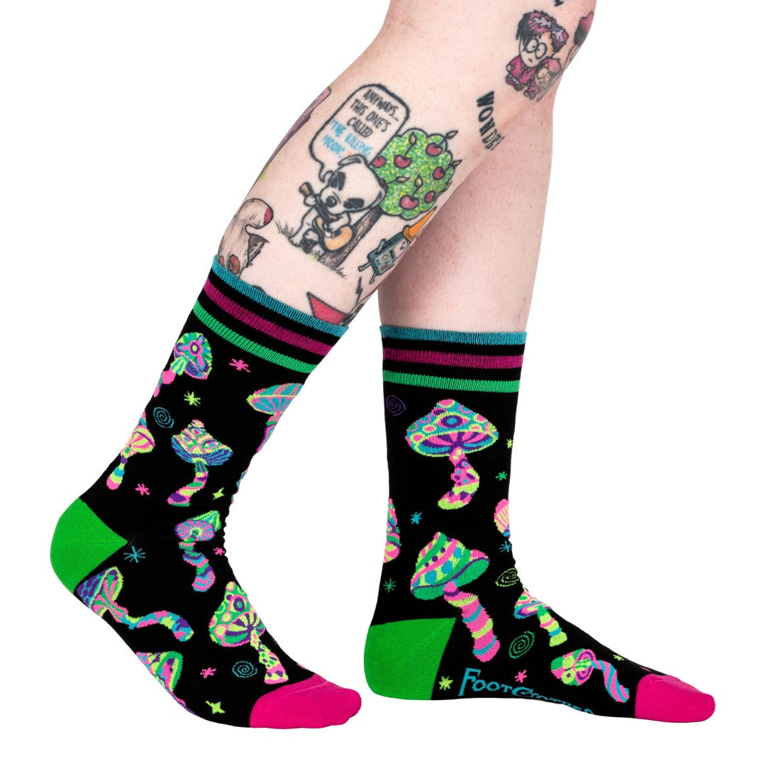 Funky Fungi UV Reactive Crew Socks