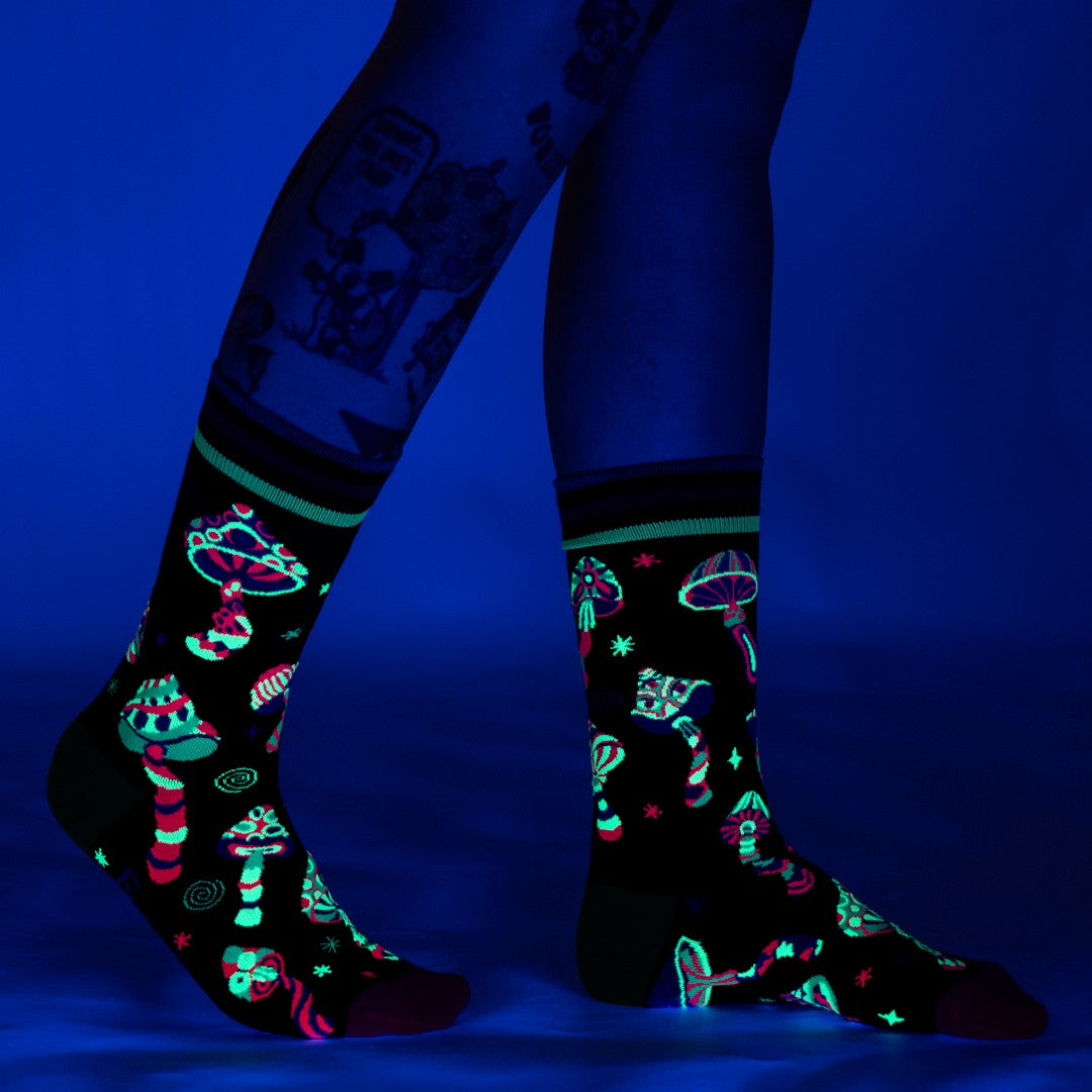 Funky Fungi UV Reactive Crew Socks