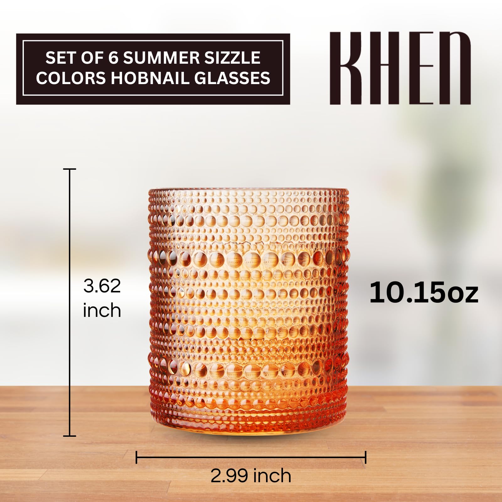 Vibes Hobnail glassware set of 6 Summer colors