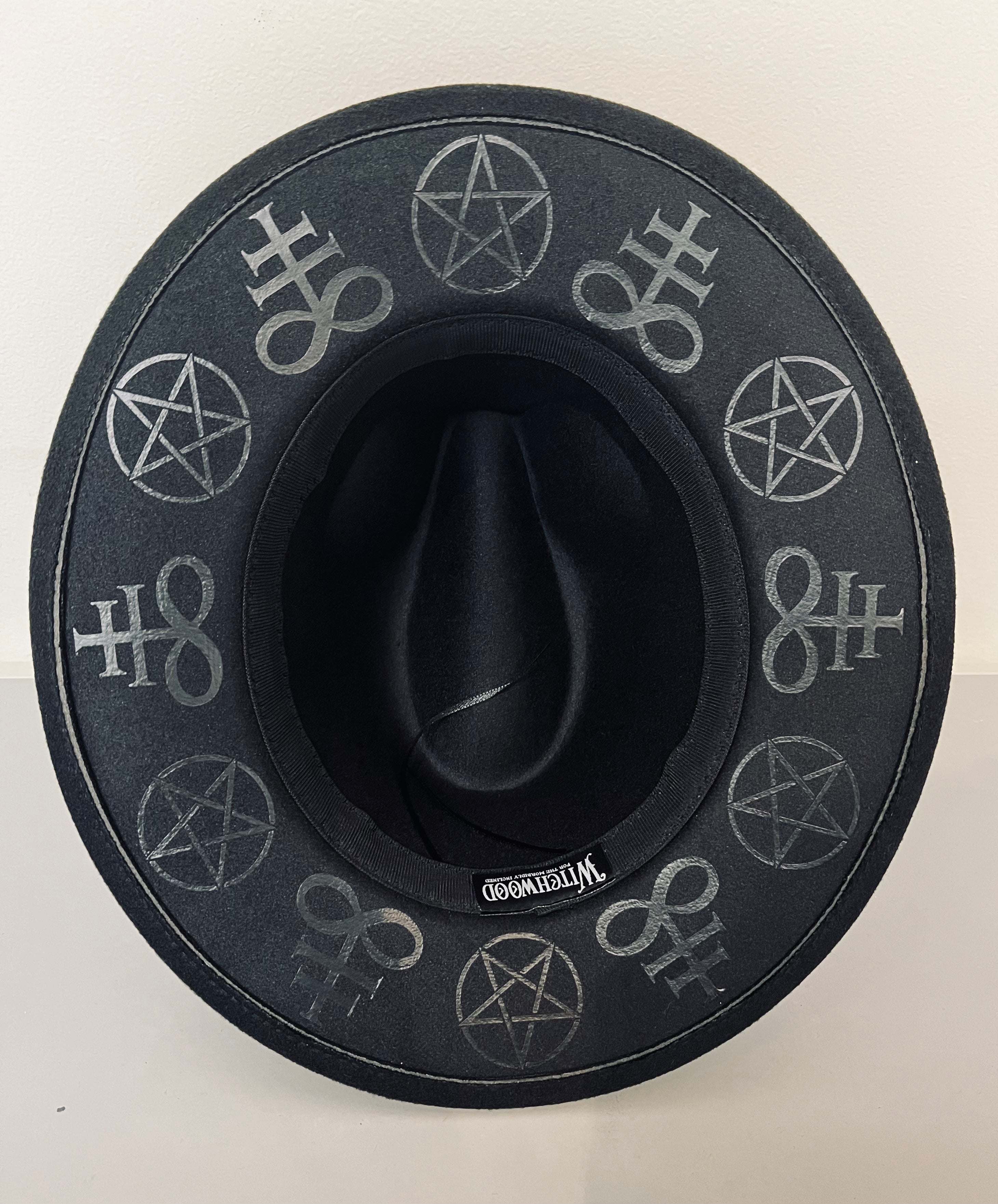 Vegan Felt Wide Brim Hat - Occult B/B