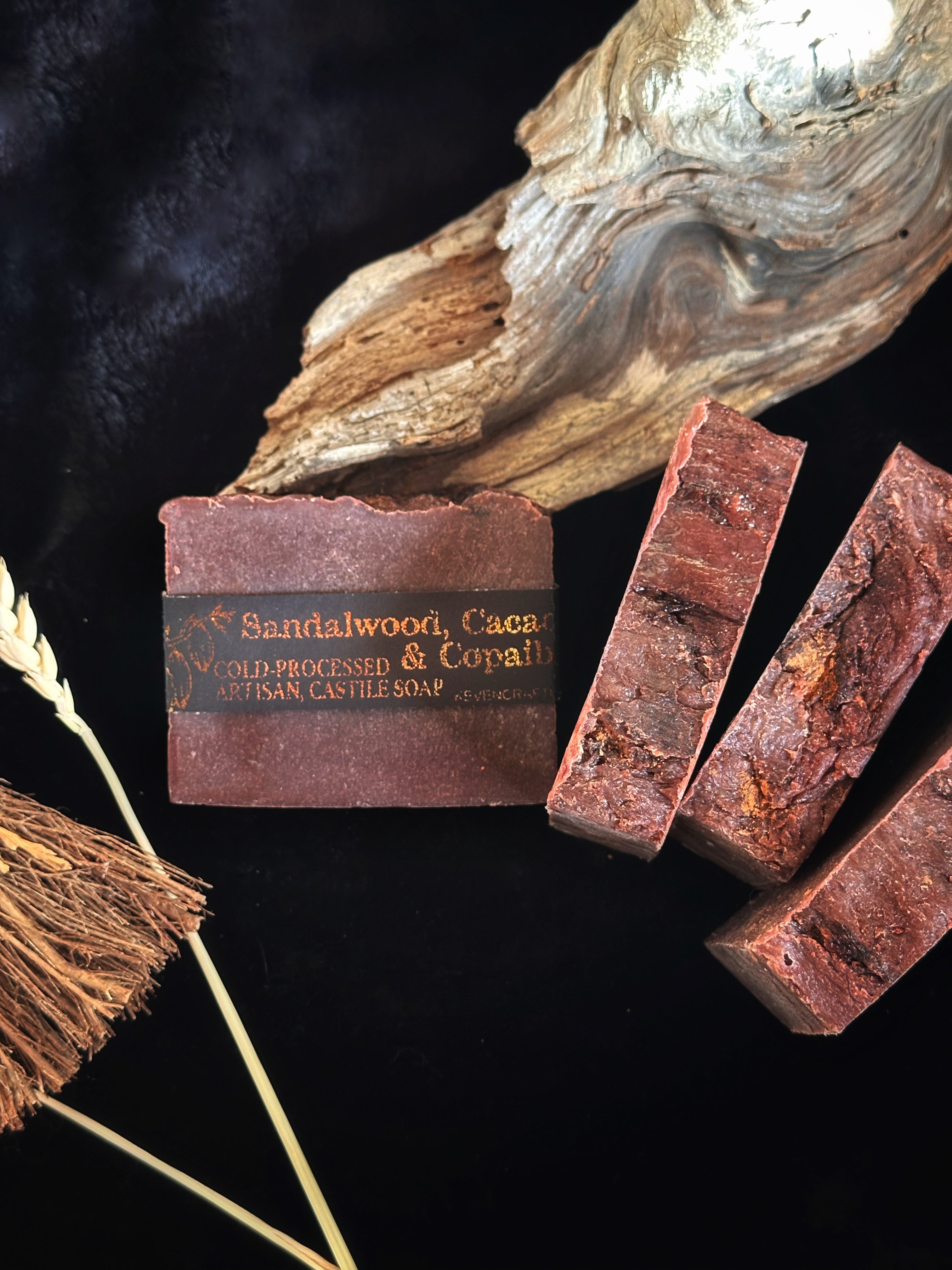 Sandalwood, Cacao & Copaiba - Artisan, Superfatted, Cold- Processed Castile Soap for the Face and Body