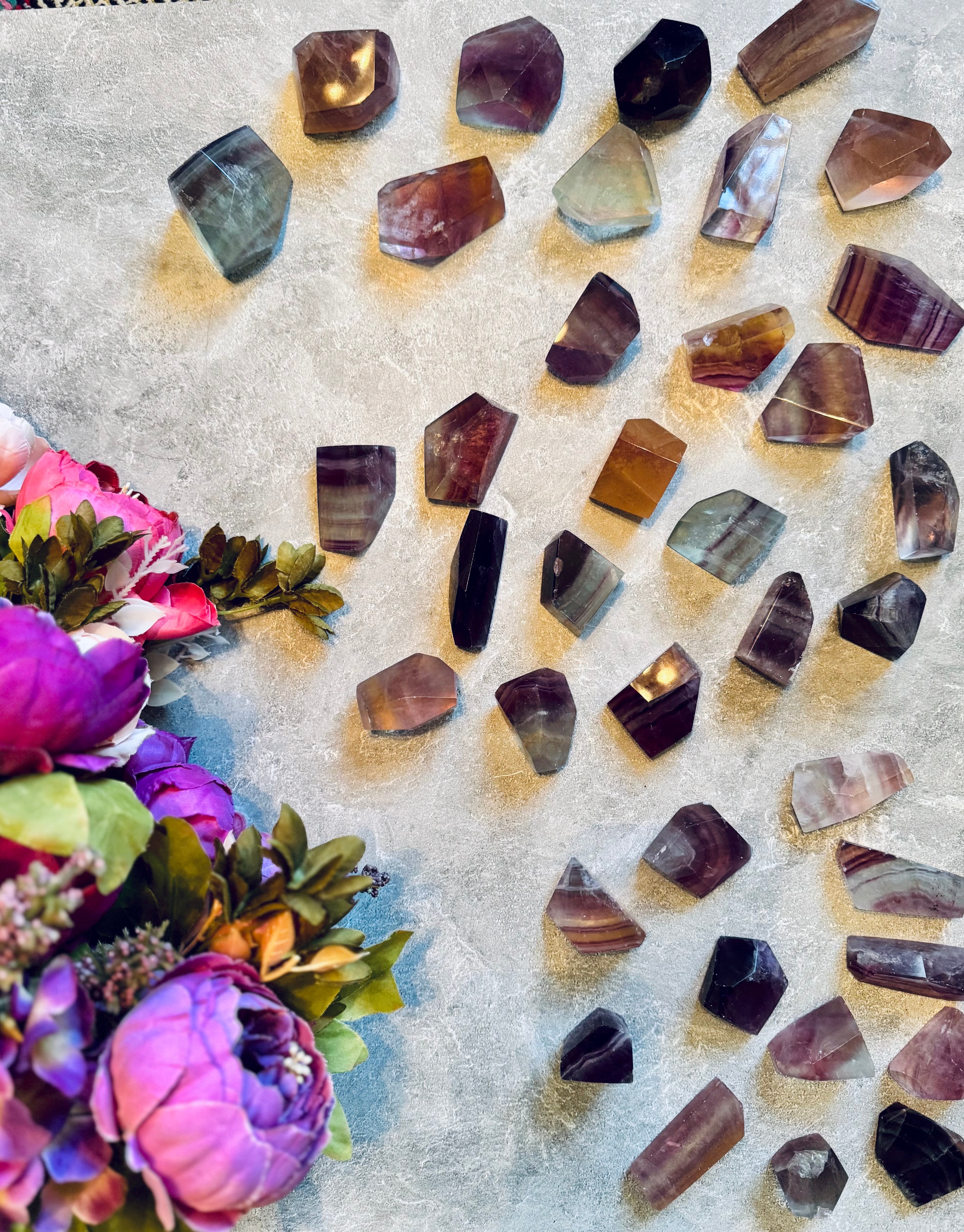 CANDY Fluorite Shapes, Polished Fluorite Freeforms, Fluorescent Crystals