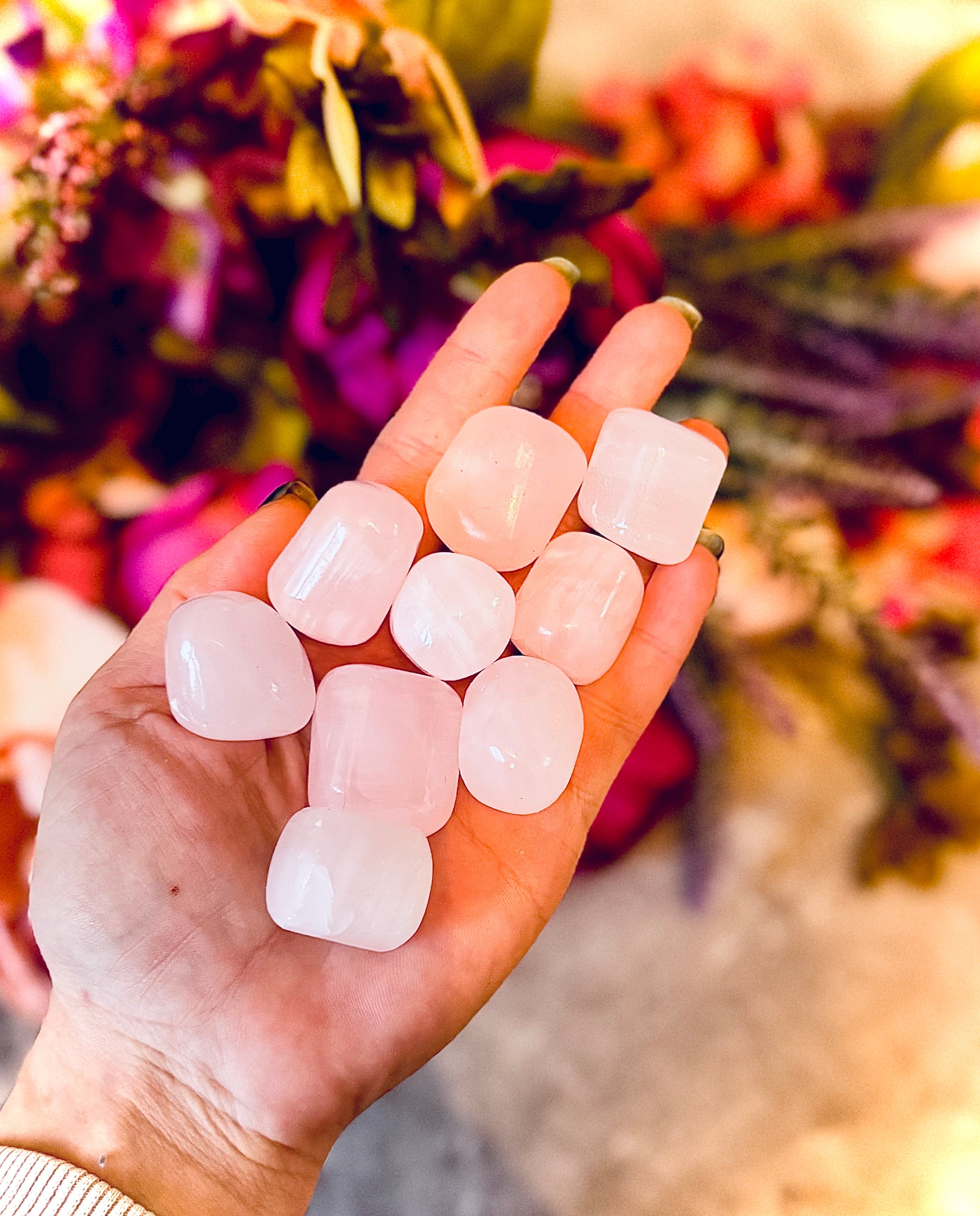 Tumbled Pink Calcite, UV Reactive, Glows Pink, Fluorescent Minerals
