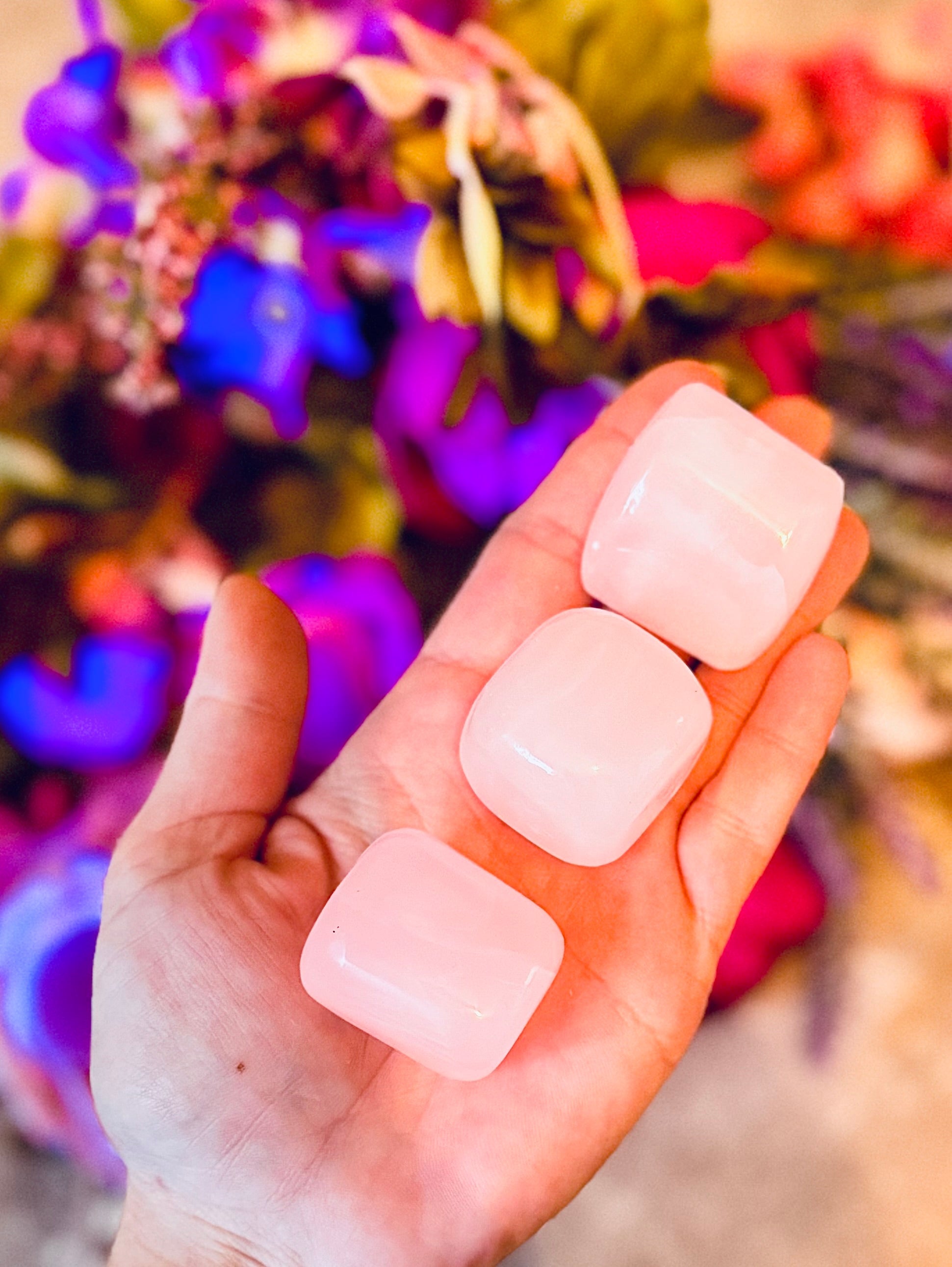 Tumbled Pink Calcite, UV Reactive, Glows Pink, Fluorescent Minerals