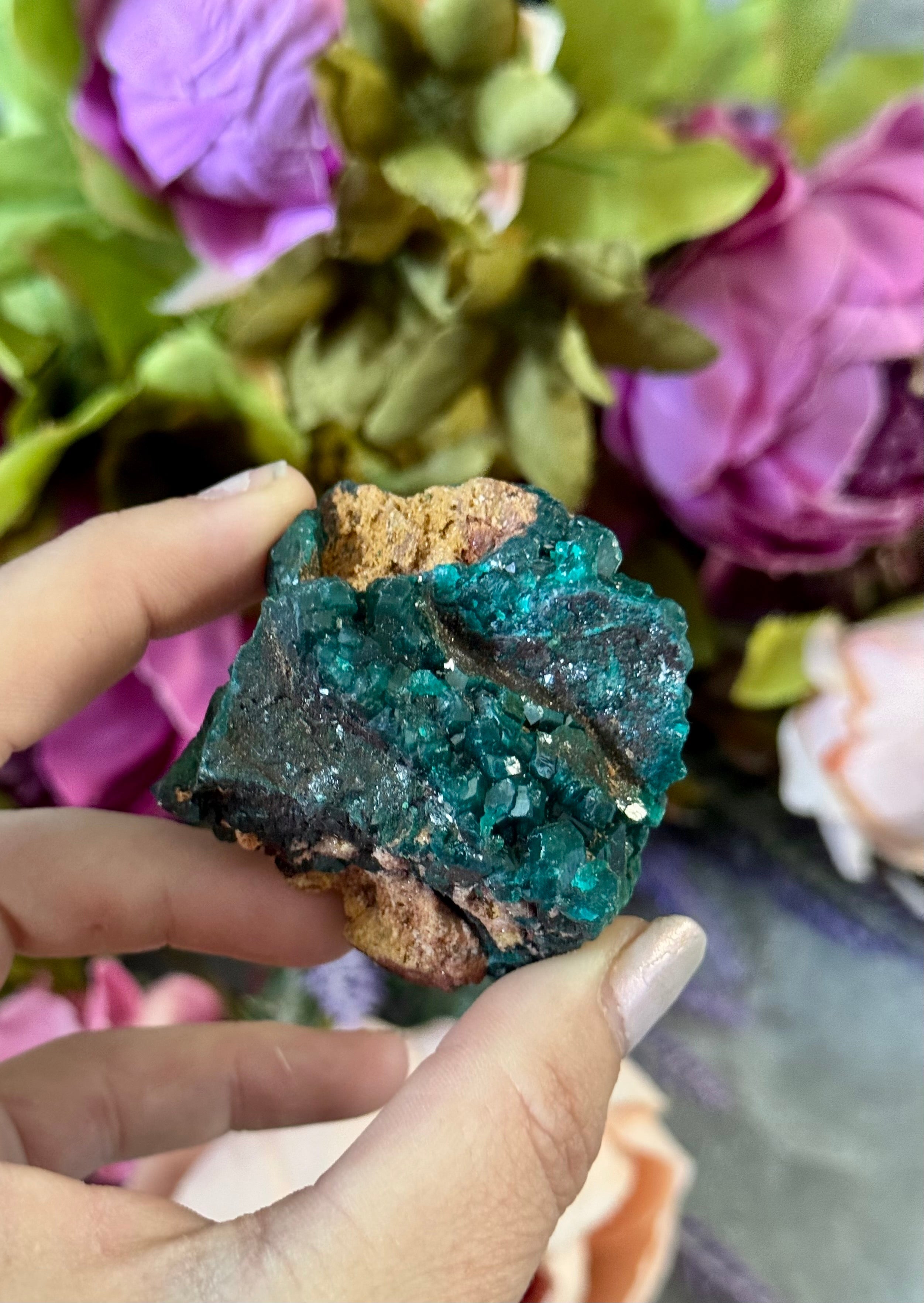 Raw Dioptase Crystal Specimens, Green Dioptase Mineral