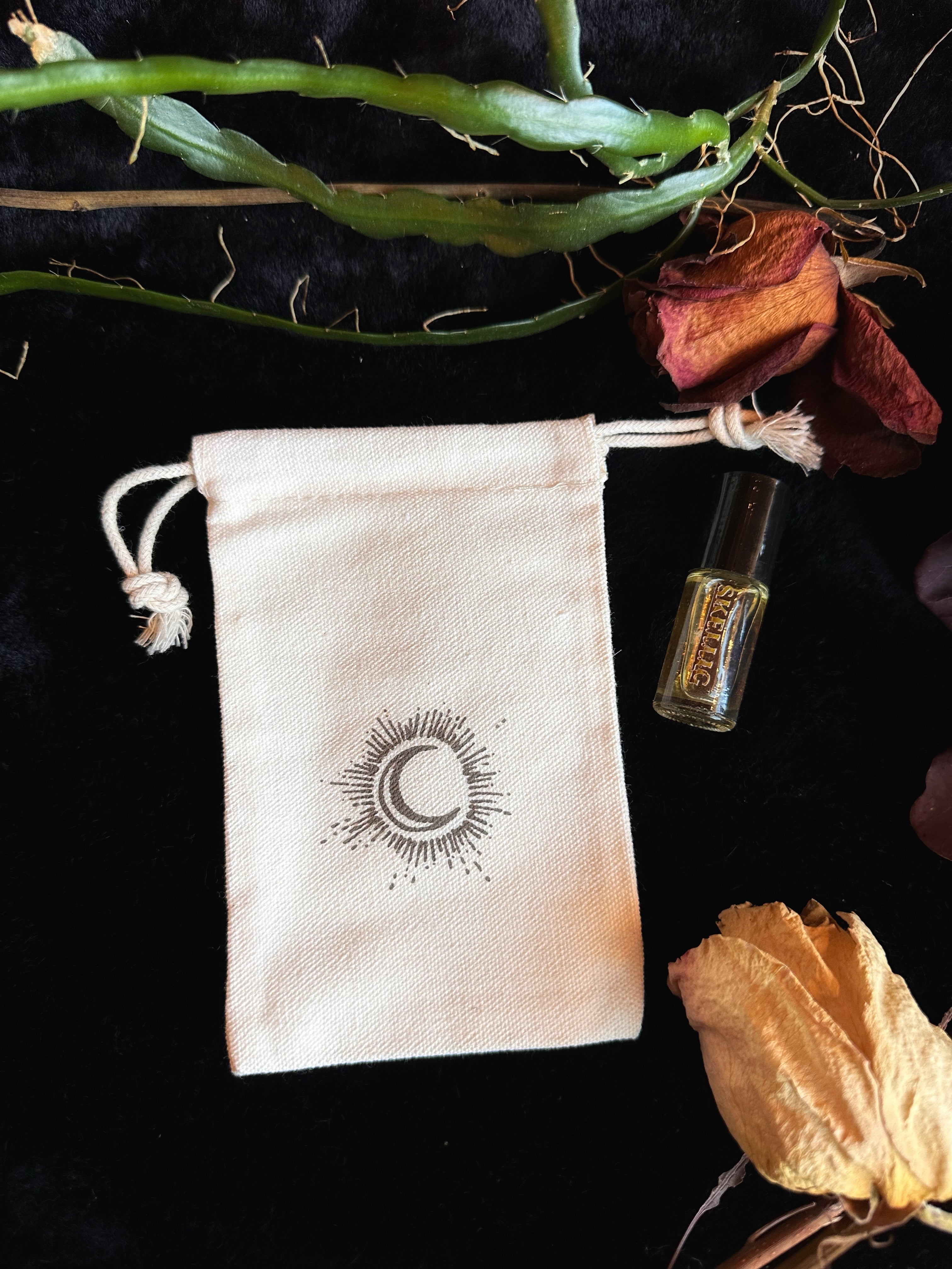 Tarot Bag - Natural Canvas w/ Moon Print