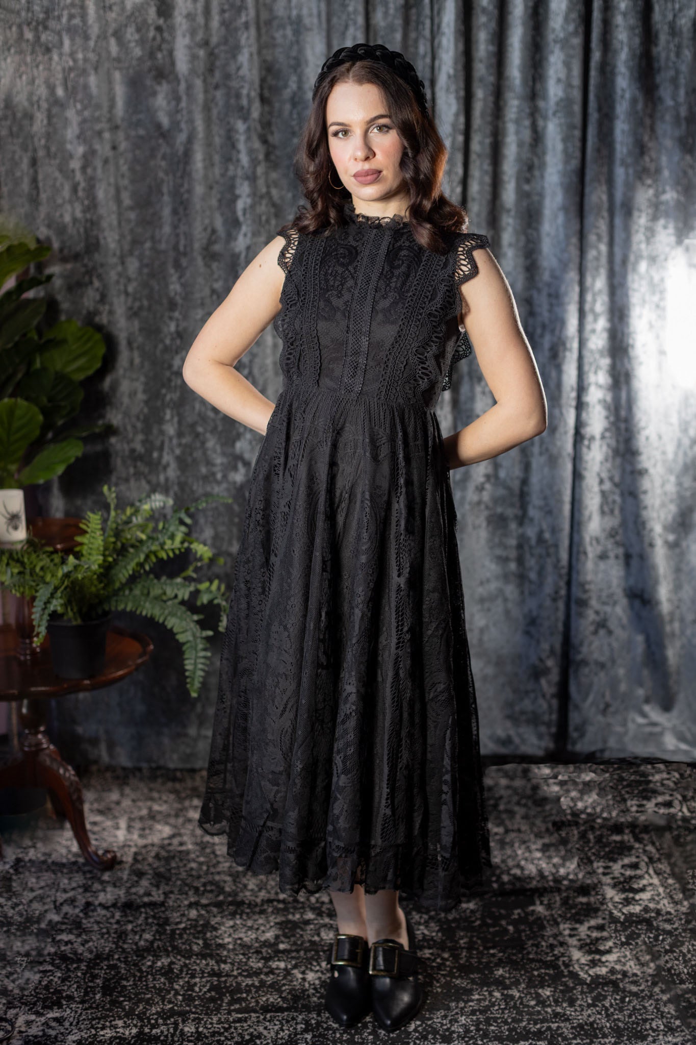 Arabella - Gothic Lace Fit and Flare Dress - Pre-Order