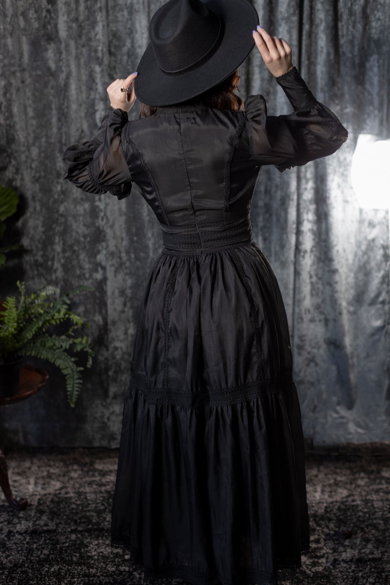 Morgana - Romantic Victorian Inspired MAXI  Dress - MAXI - BLACK - READY TO SHIP