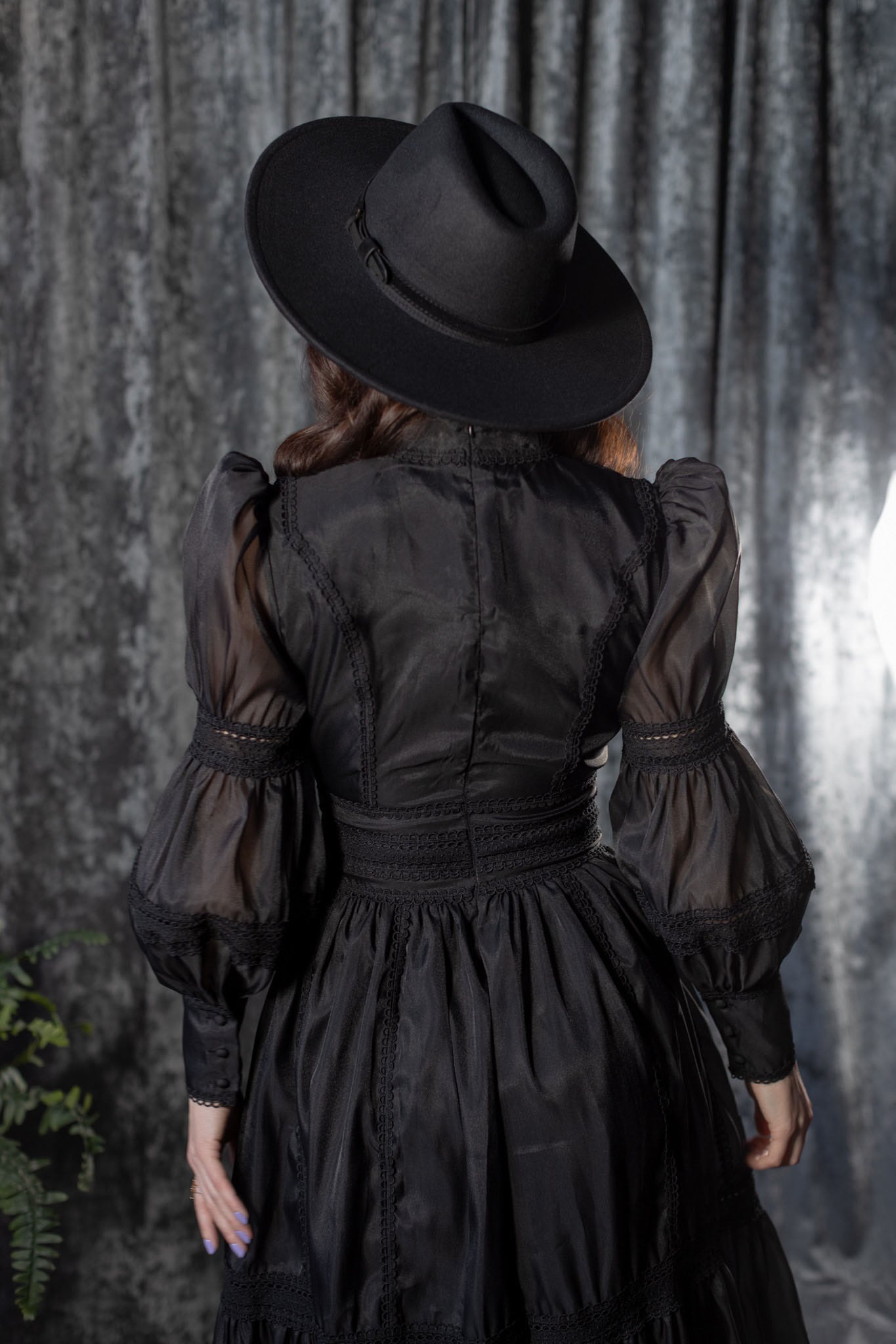Morgana - Romantic Victorian Inspired MAXI  Dress - MAXI - BLACK - READY TO SHIP