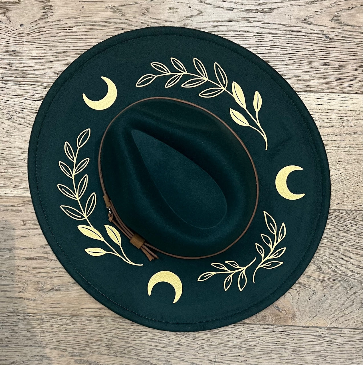 Vegan Felt Wide Brim Hat - XL Brim - Emerald - XL Fern Moon