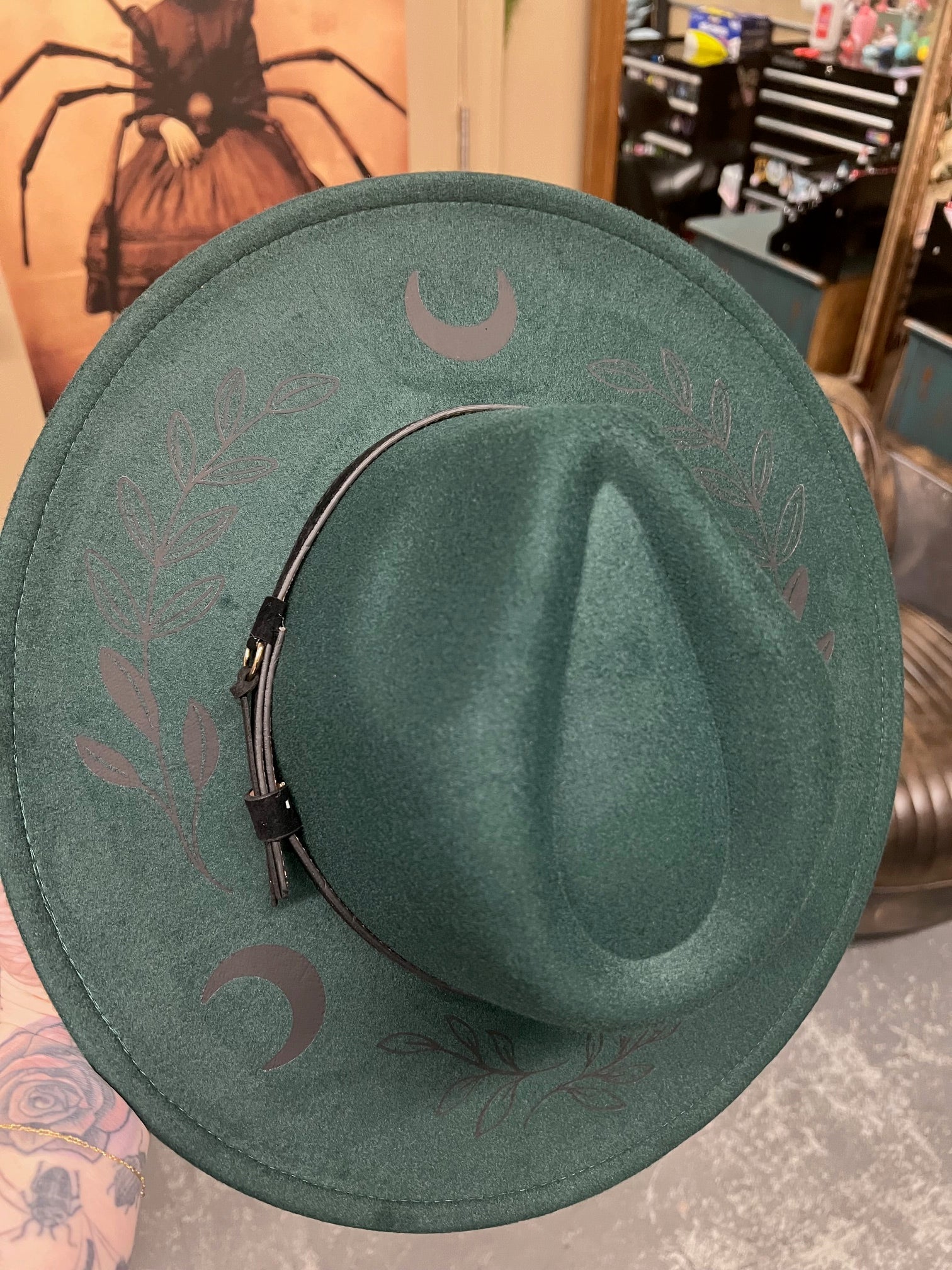 Vegan Felt Wide Brim Hat - XL Brim - Emerald - XL Fern Moon