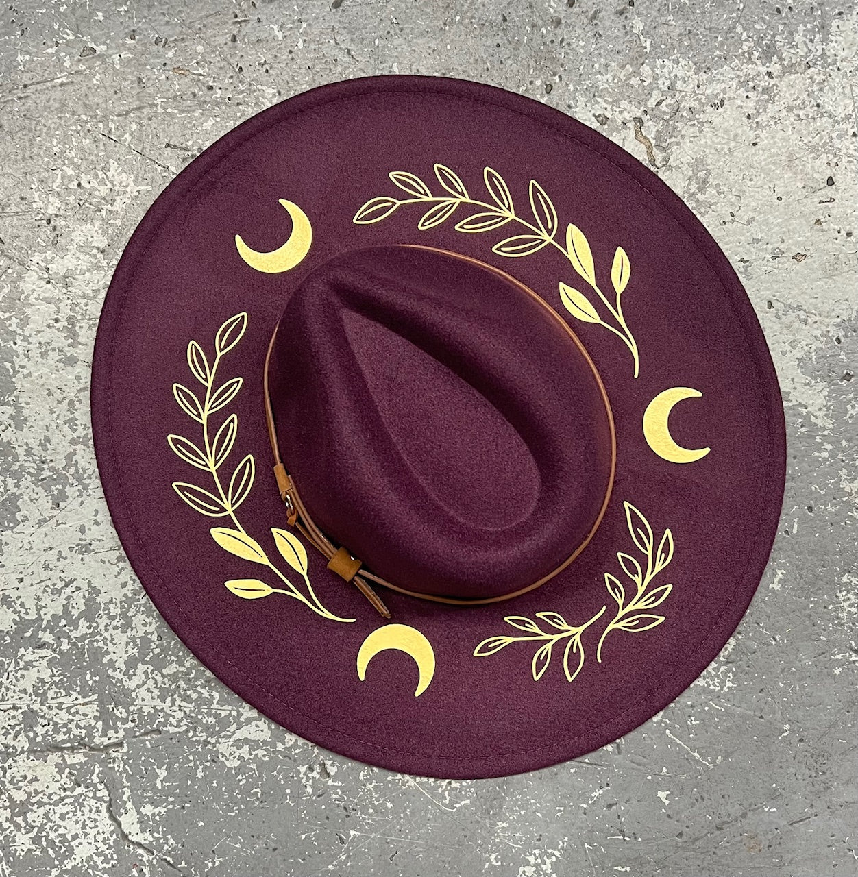 Vegan Felt Wide Brim Hat - XL Brim - PLUM - XL Fern Moon
