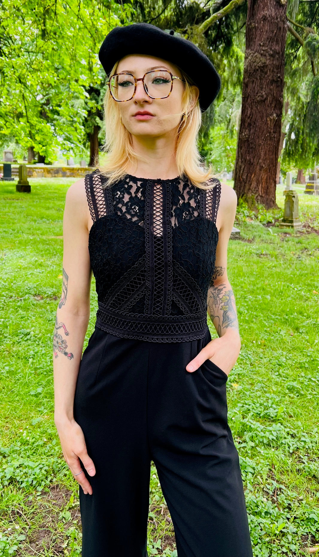 Branwen - Romantic Corporate Goth Jumpsuit - READY TO SHIP