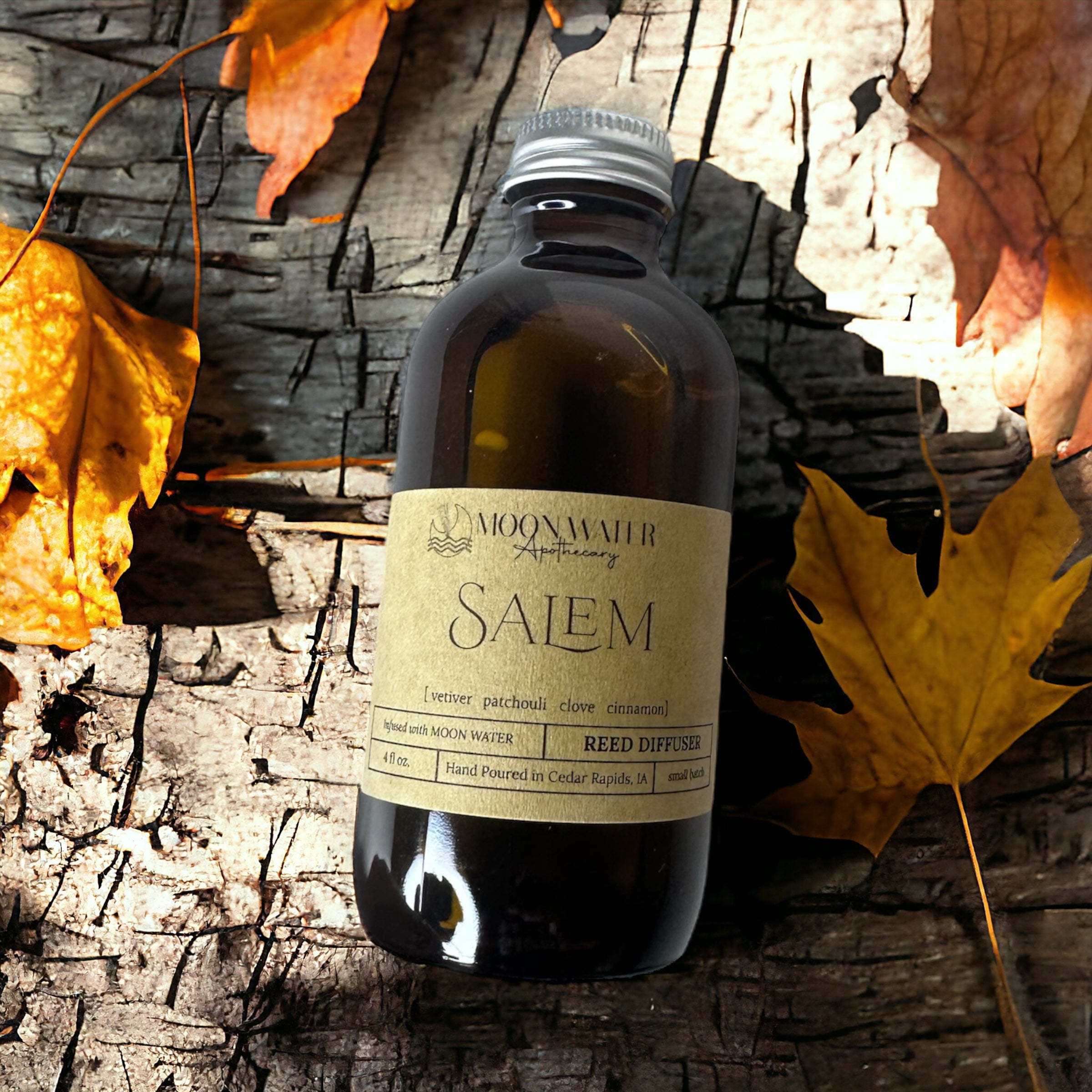 SALEM - REED DIFFUSER, REED DIFFUSER -- Vetiver, Clove, Patchouli & Cinnamon -- by Moon Water Apothecary!