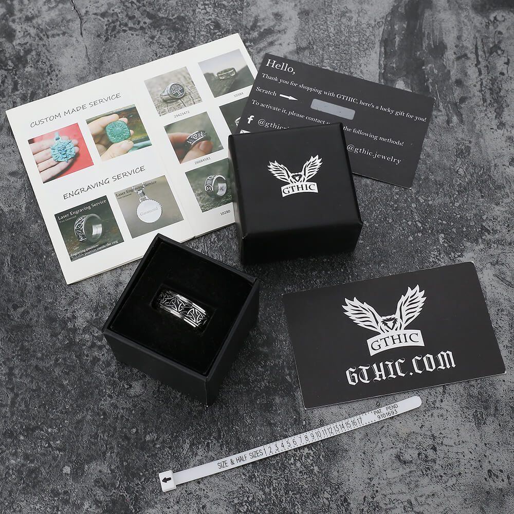 Celtic Triangle Knot Stainless Steel Viking Spinner Ring