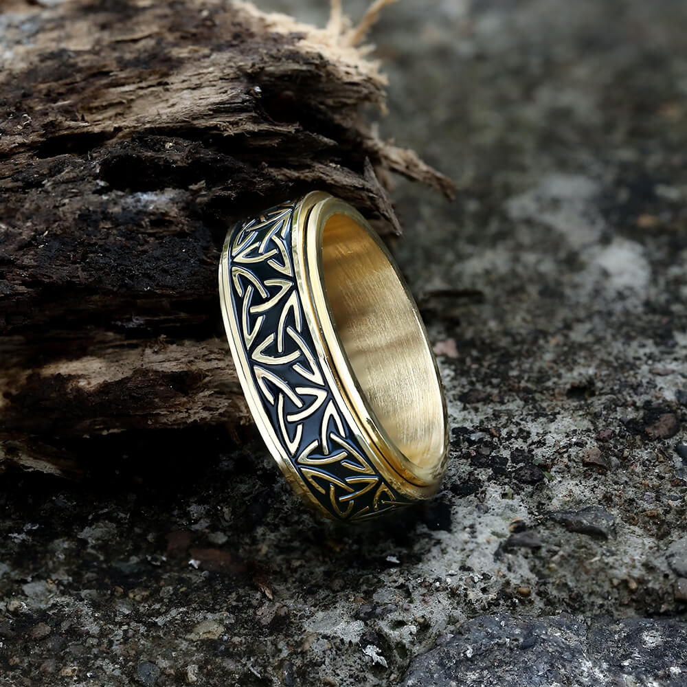 Celtic Triangle Knot Stainless Steel Viking Spinner Ring