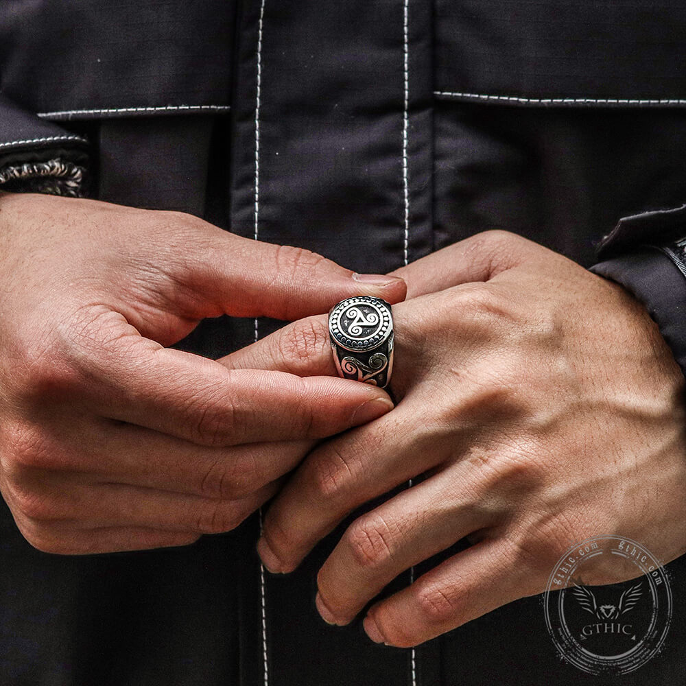 Celtic Triskele Stainless Steel Viking Ring