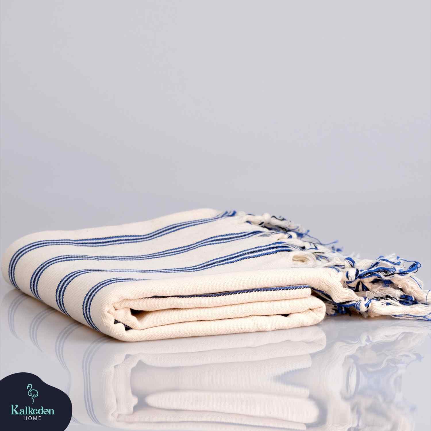 Dark Blue Striped Handwoven Turkish Towel
