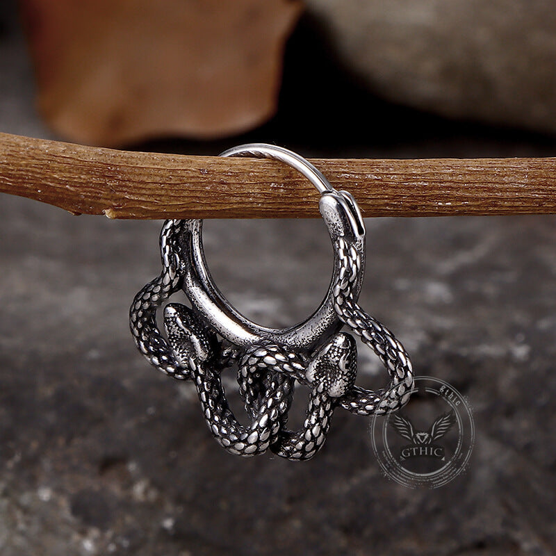 Double Snake Wrapped Stainless Steel Earrings