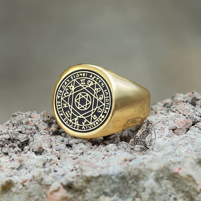 Hexagram 12 Zodiac Sign Stainless Steel Ring
