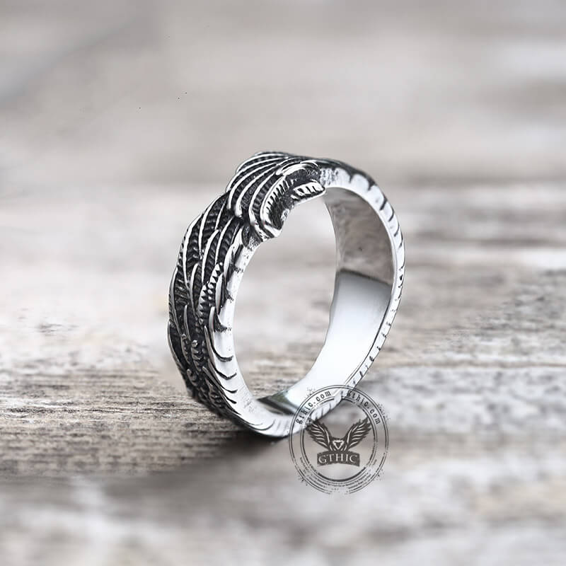 Hugging Angel Wing Stainless Steel Ring