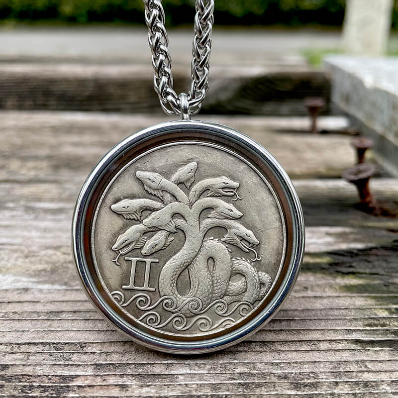 Hydra Serpent Brass Hobo Coin Pendant