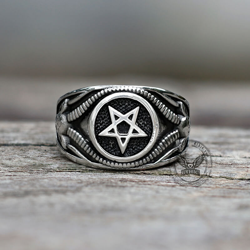 Pentagram/ Pentacle Goat Stainless Steel Ring