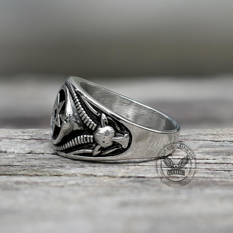Pentagram/ Pentacle Goat Stainless Steel Ring