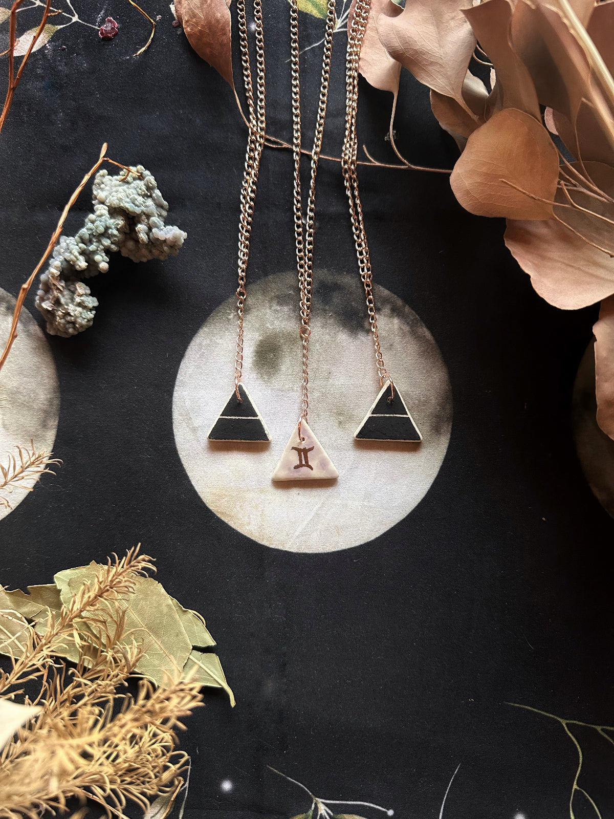 Double Sided Porcelain Necklace - Air / Gemini.