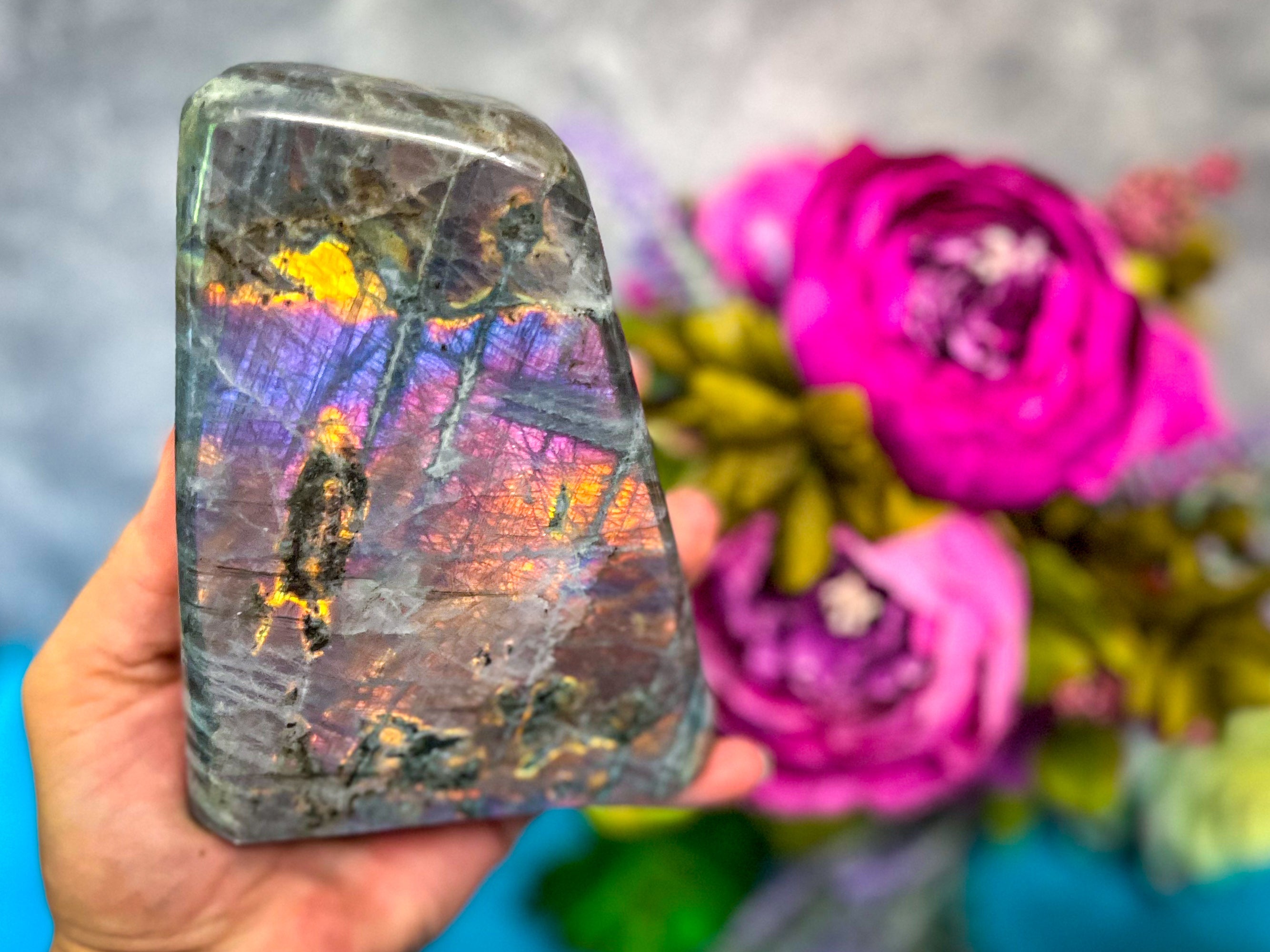 Large Purple Labradorite crystal Freeform, Rainbow Labradorite, White Labradorite