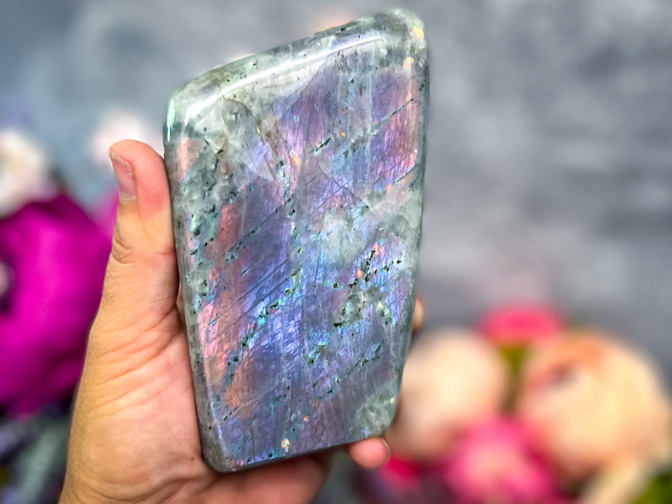 Large Purple Labradorite crystal Freeform, Rainbow Labradorite, White Labradorite