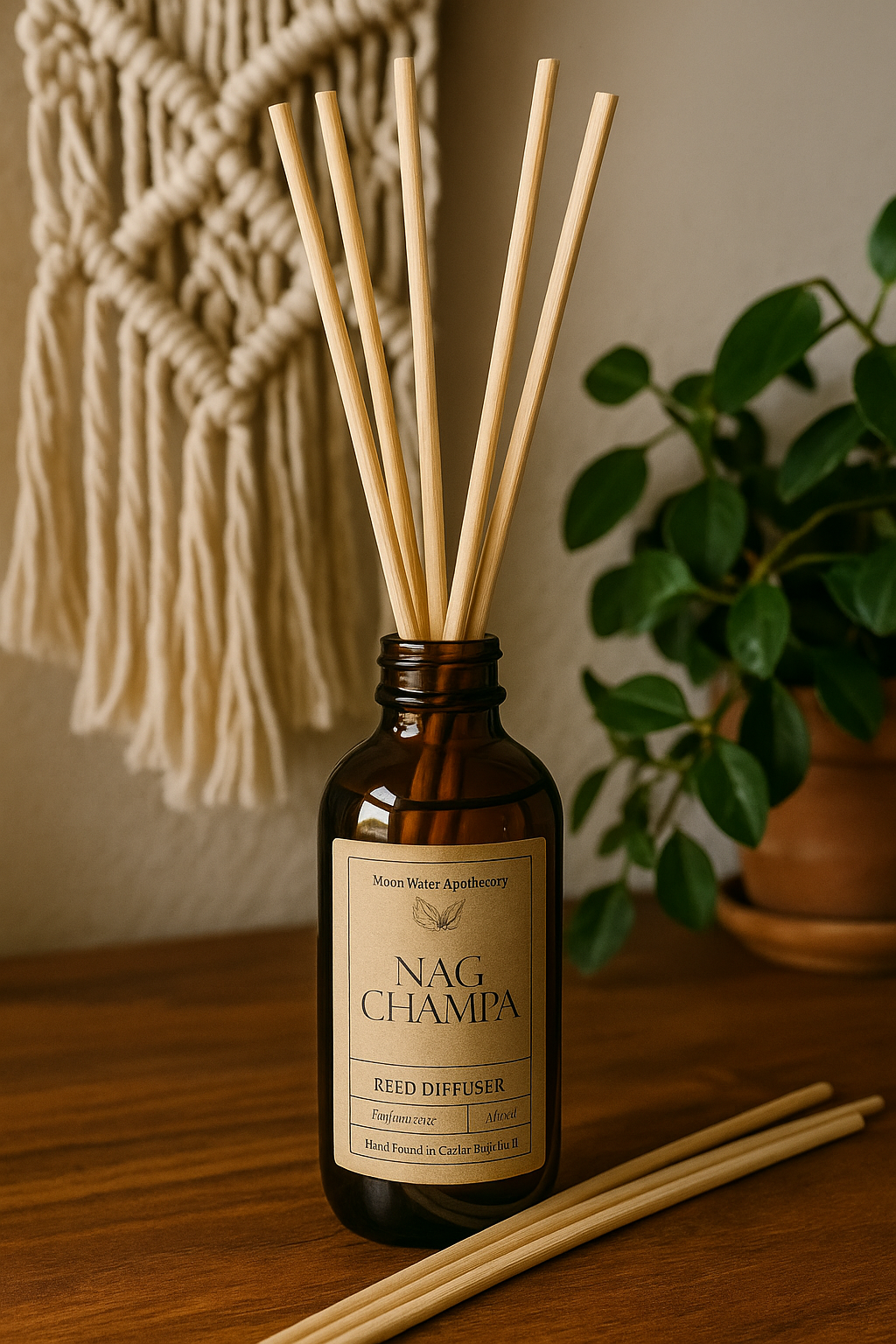 Nag Champa - REED DIFFUSER, Classic Incense Inspired Home Fragrance -- by Moon Water Apothecary!