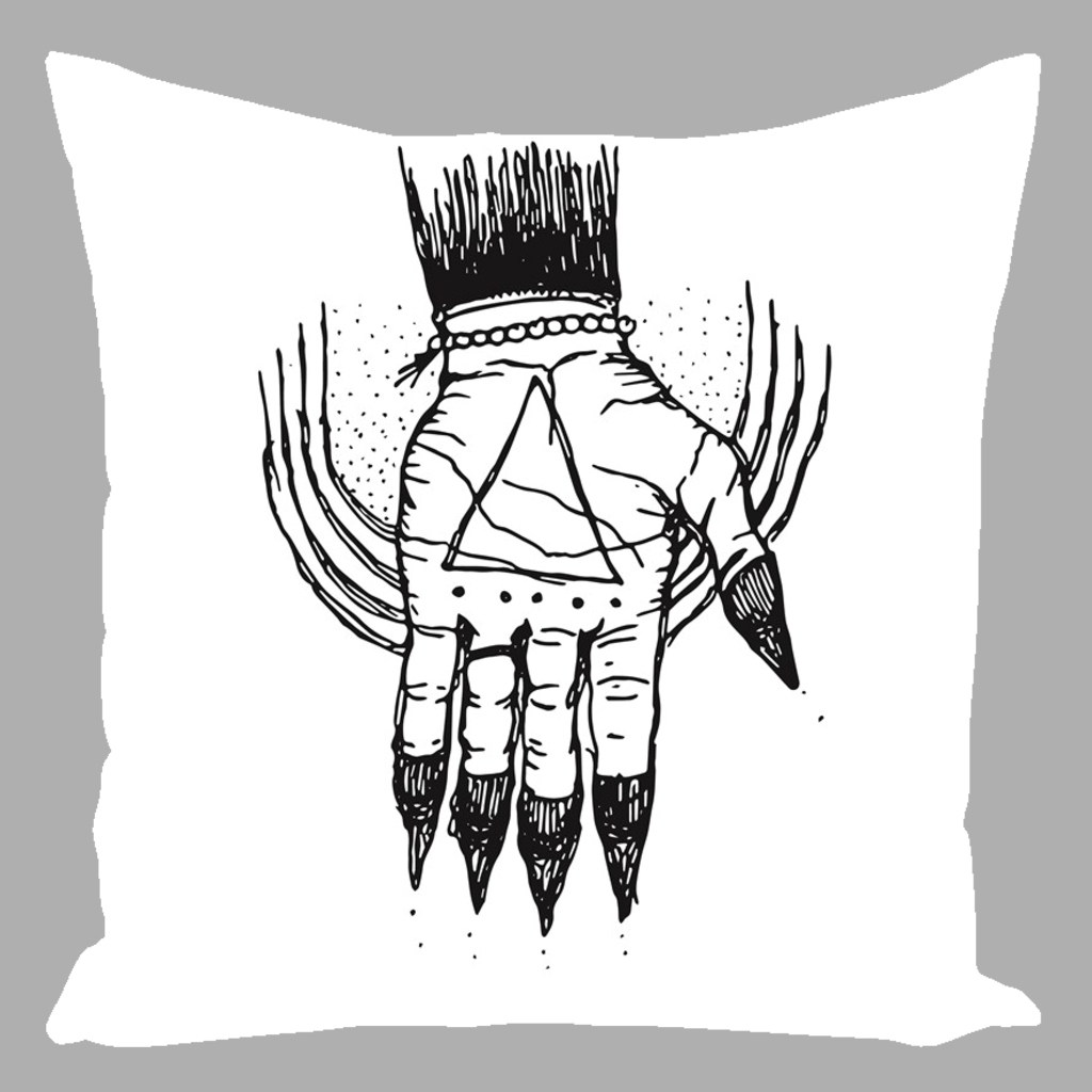 Hand of the Occult - Faux Linen Pillow (White) 16” x 16” - Keven Craft Rituals