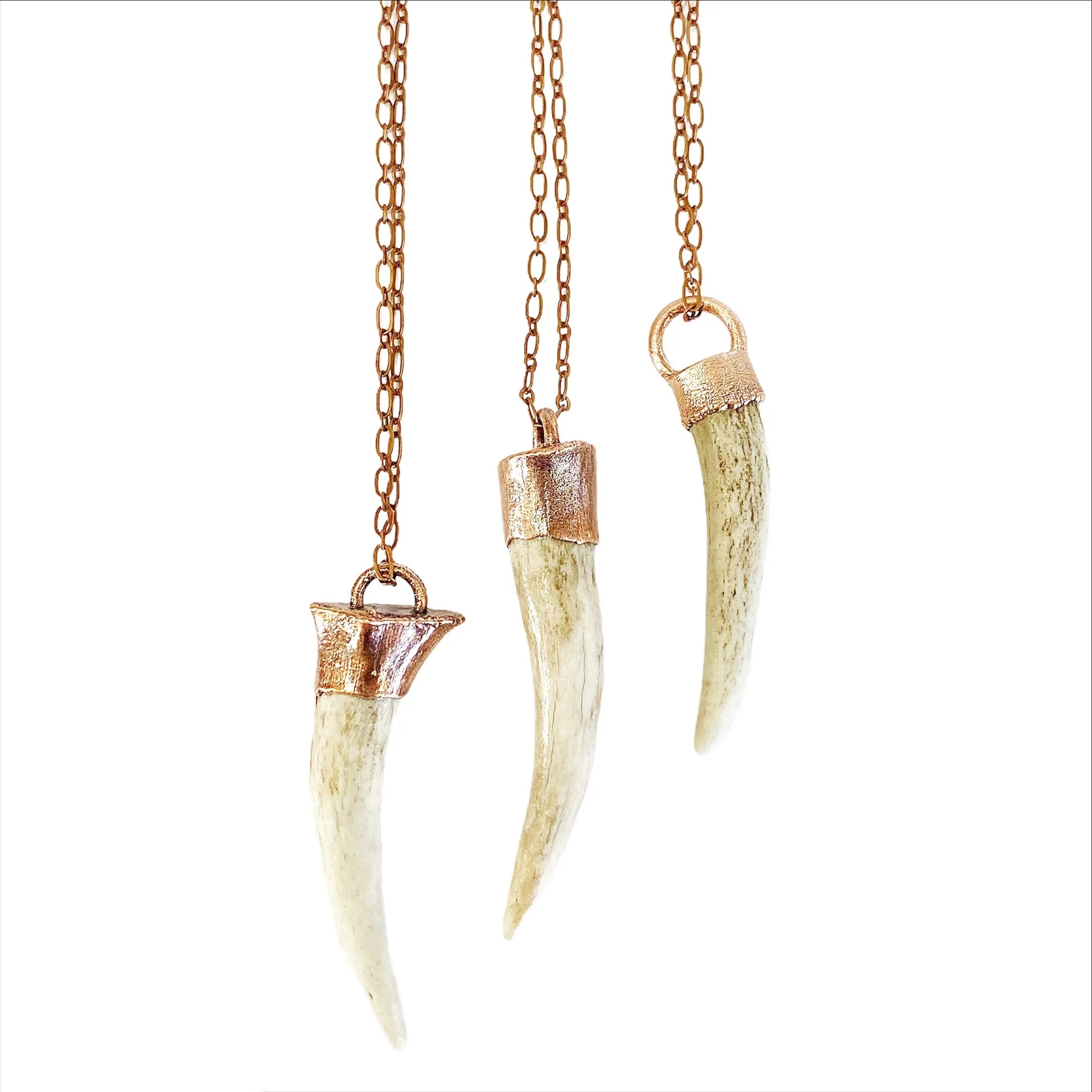 Naturally Shed Deer Antler Necklace - Electroformed Copper