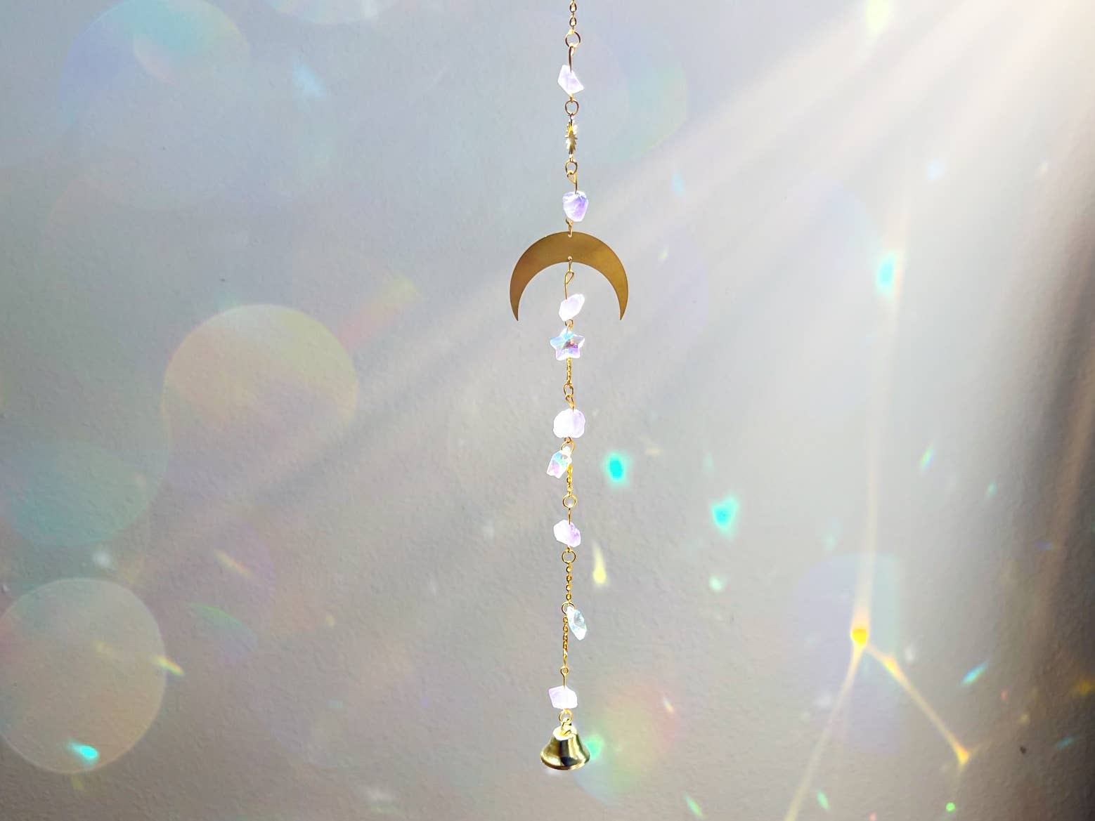 Moon and Amethyst Crystal Suncatcher Rainbow Prism