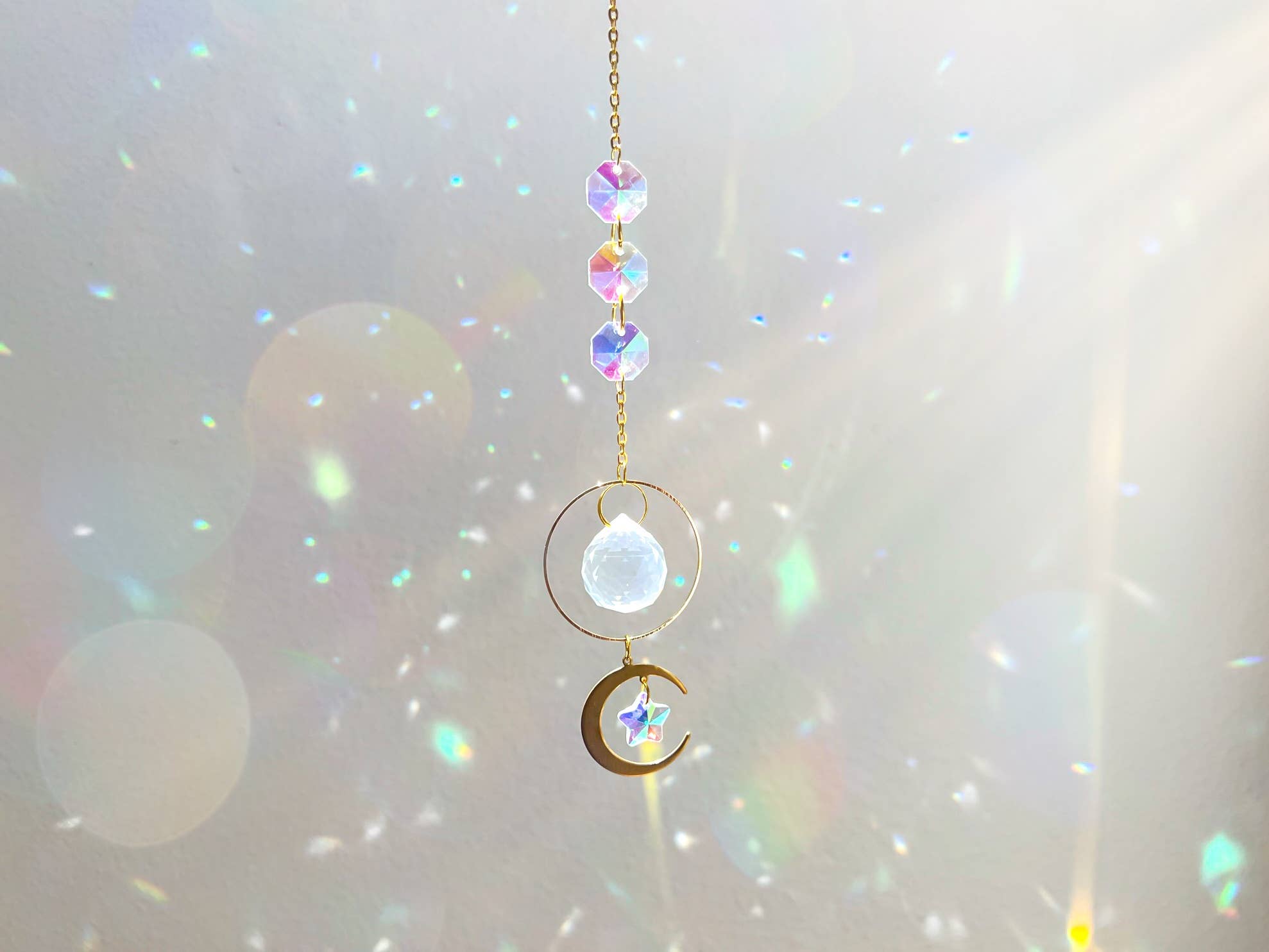 Moon Crystal Suncatcher Rainbow Prism