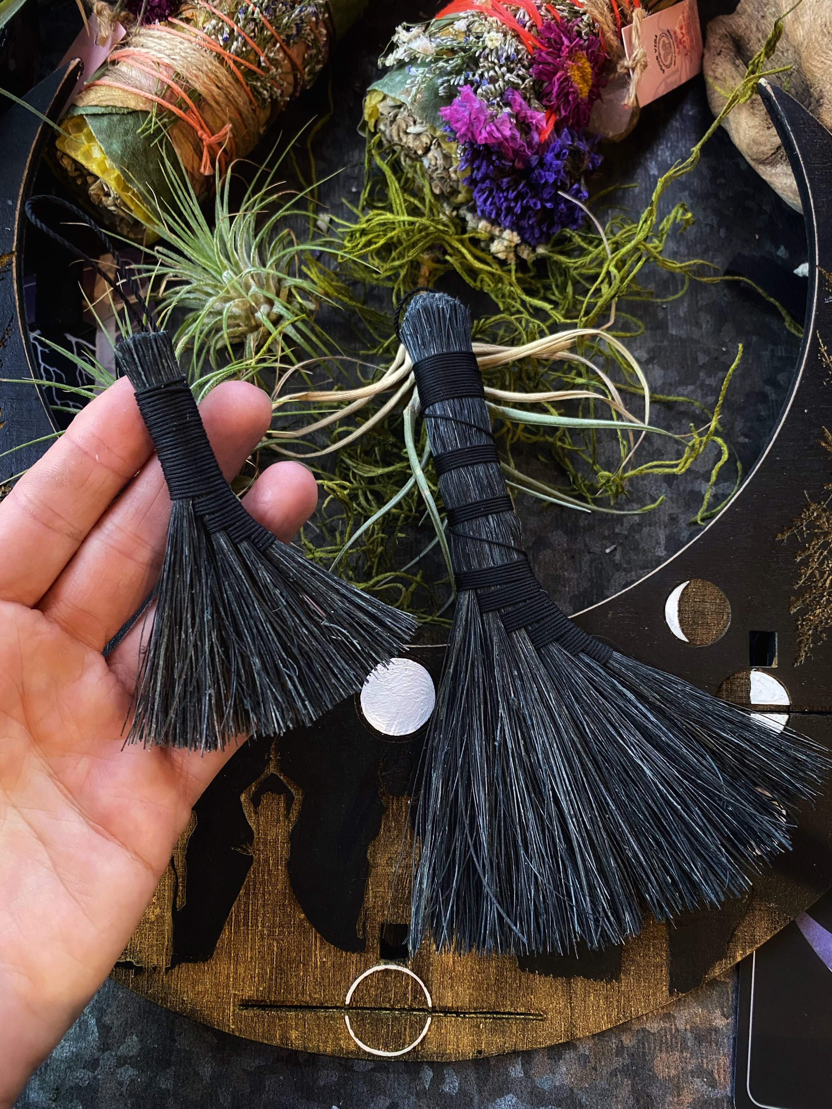 Miniature Besom/Sweeper Broom or Hand Brooms -3-5" Tampico -(functional or as an ornament)