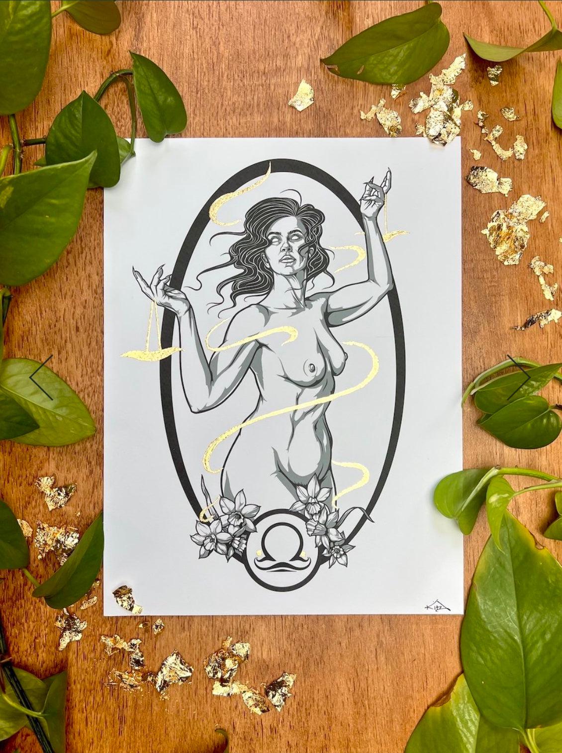 Libra: Gold Leafed Art Print