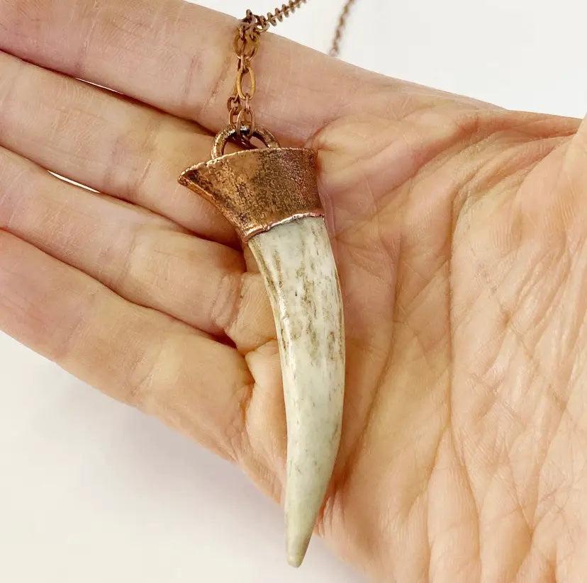 Naturally Shed Deer Antler Necklace - Electroformed Copper