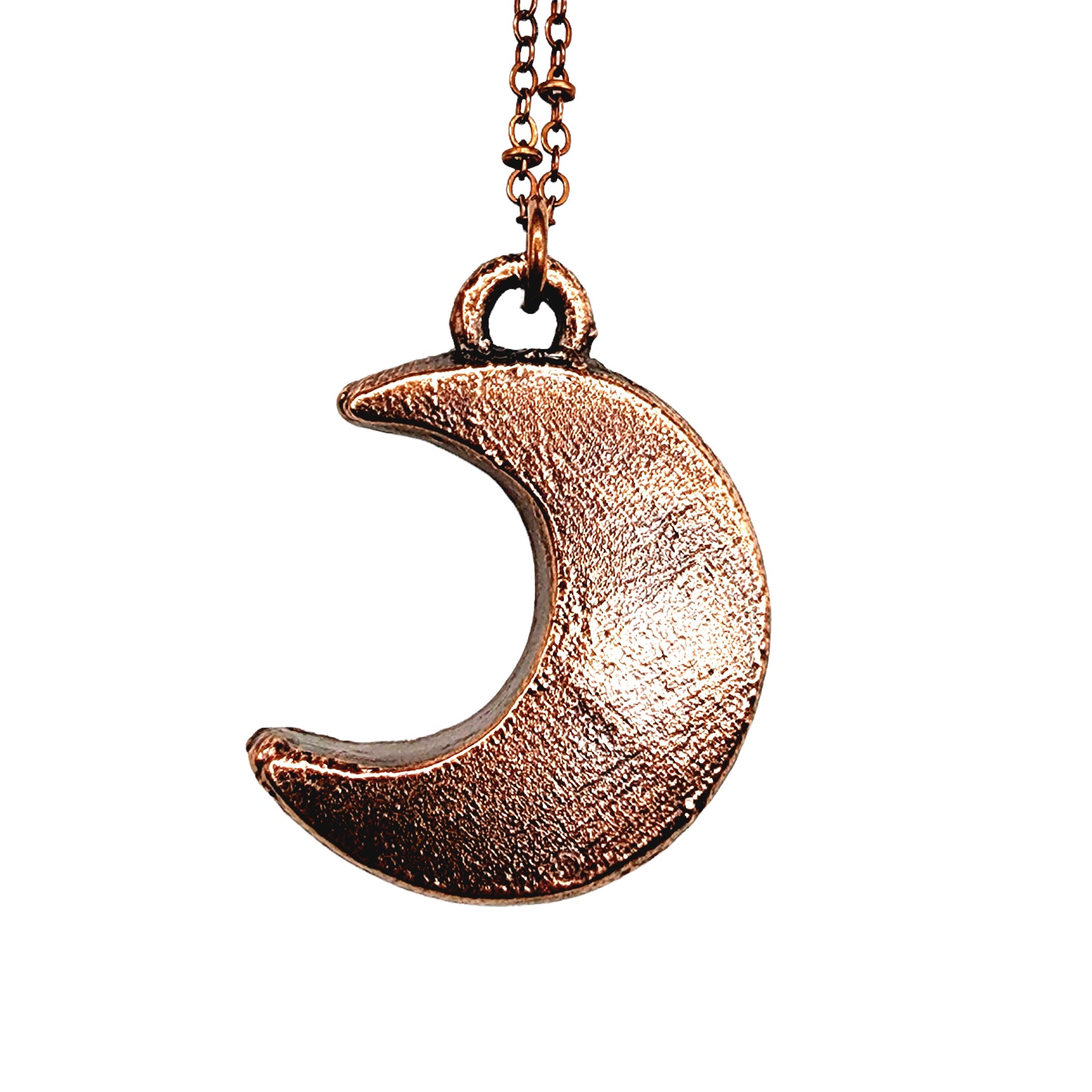 Once in A Blue Moon Crescent Necklace - Antique Copper